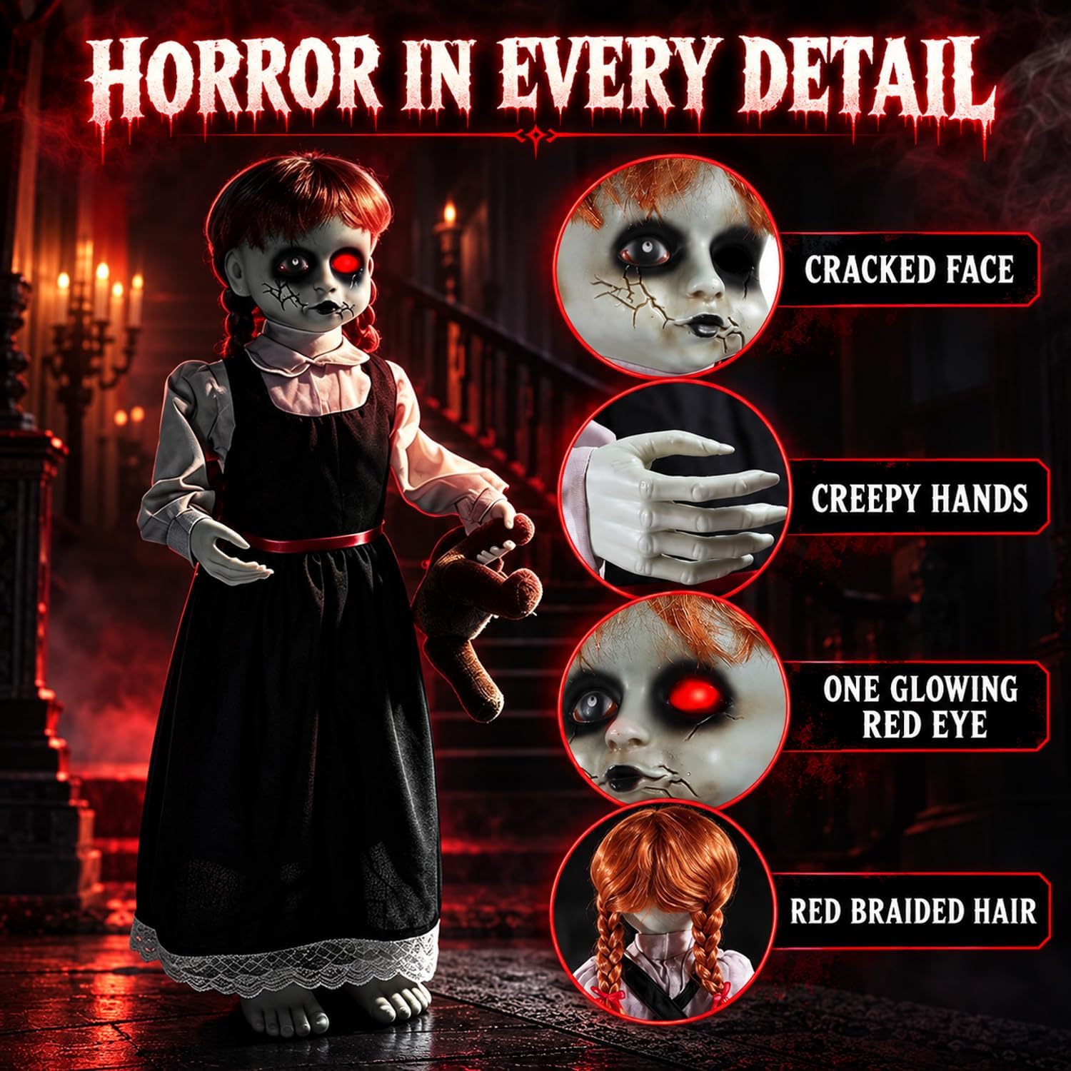 Thumbnail 1 de Quntis Halloween 0002 35-Inch Animated Haunted Girl Decoration