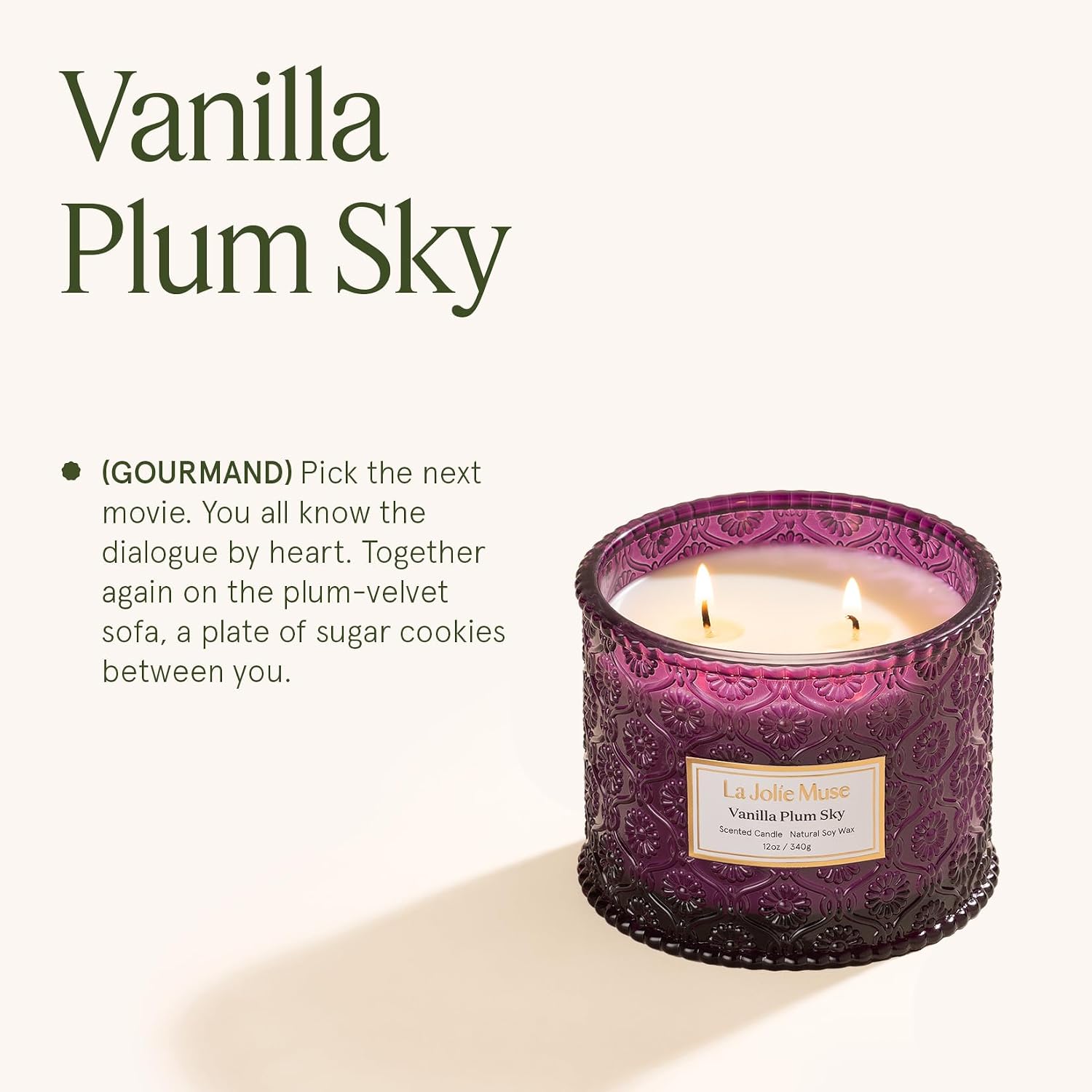 Detalle 2 de La Jolie Muse Vanilla Plum Sky Candle 12oz