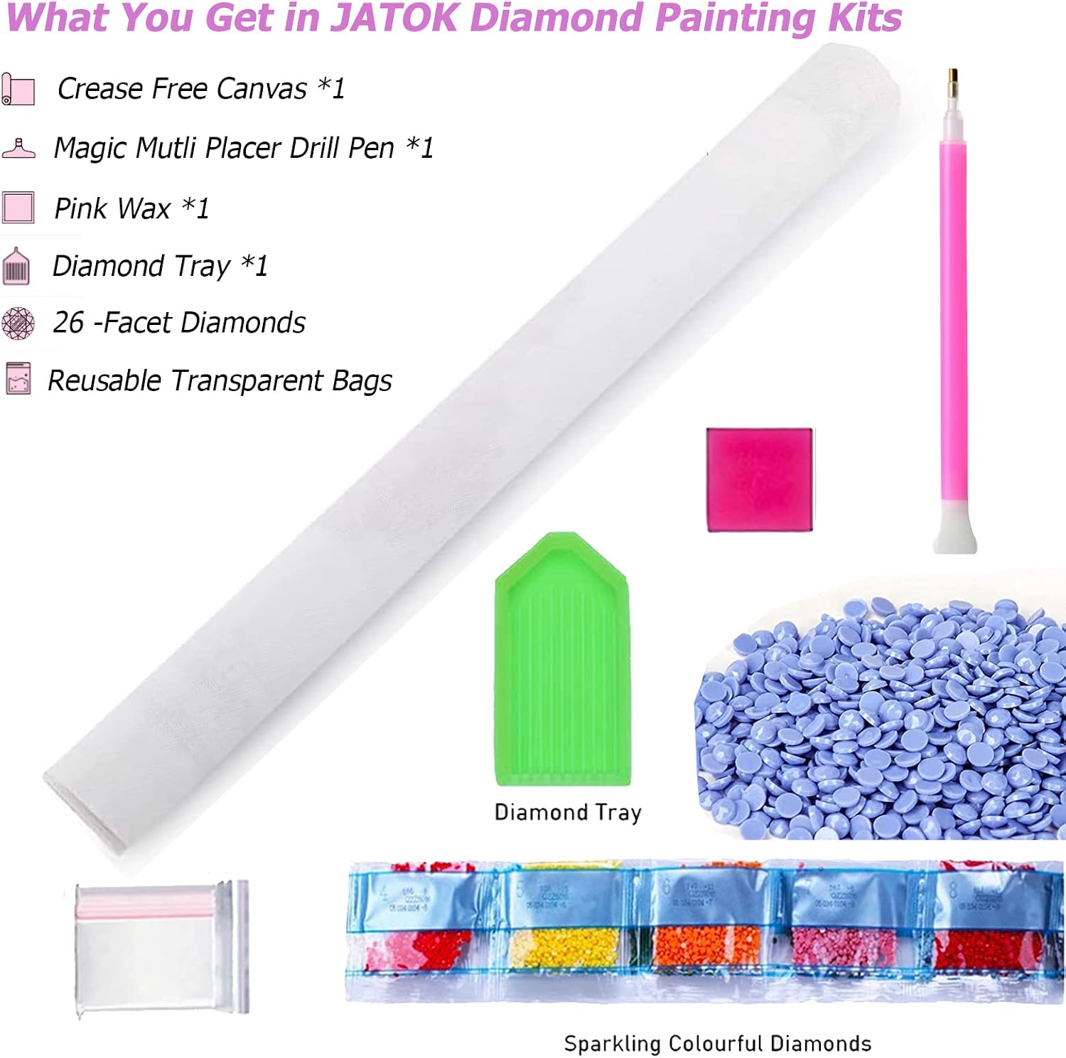 Detalle 2 de JATOK Diamond Painting Kit, 11.8 x 11.8 in