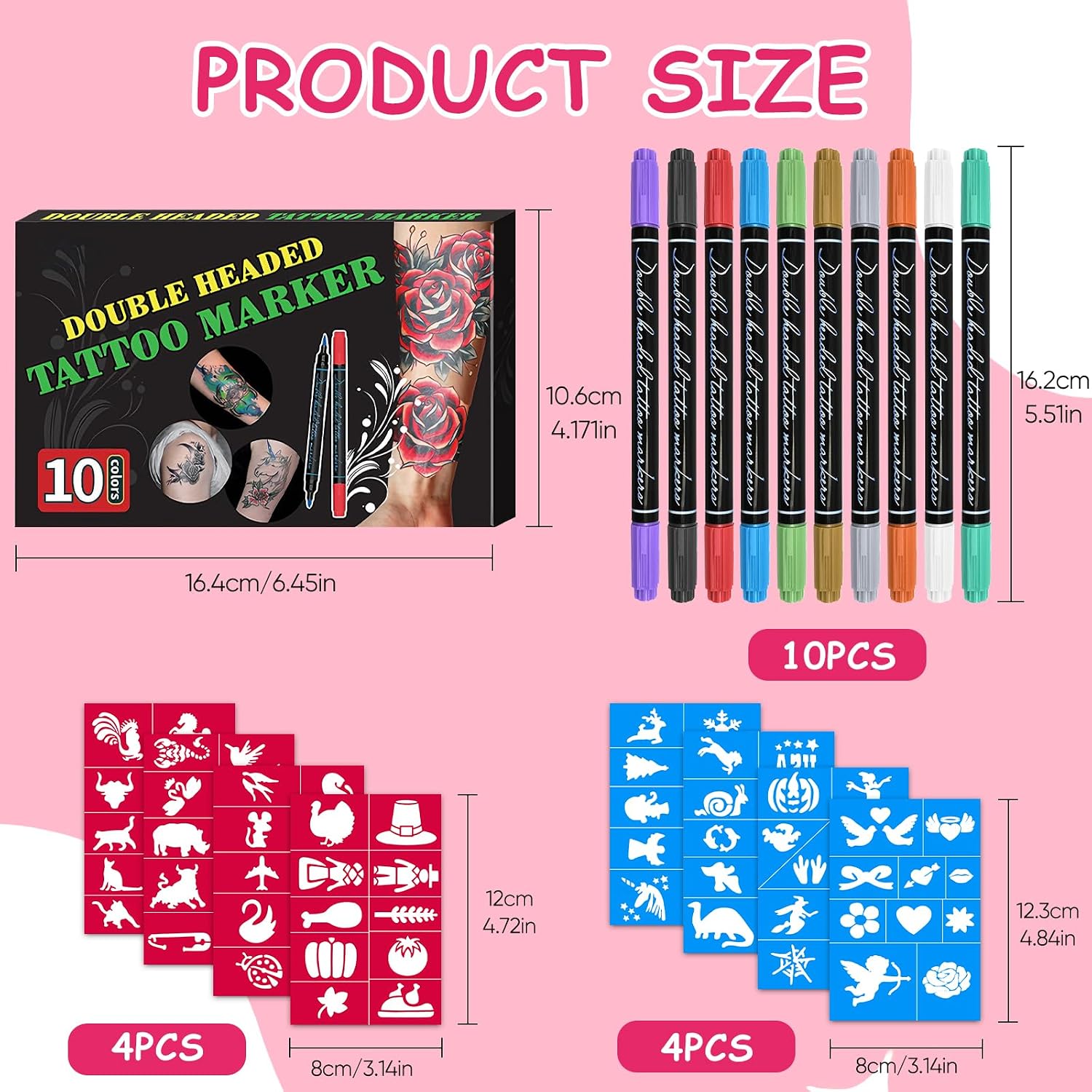 Detalle 2 de Razet Tattoo Stifte Kinder 10 Stück Glitzer Set