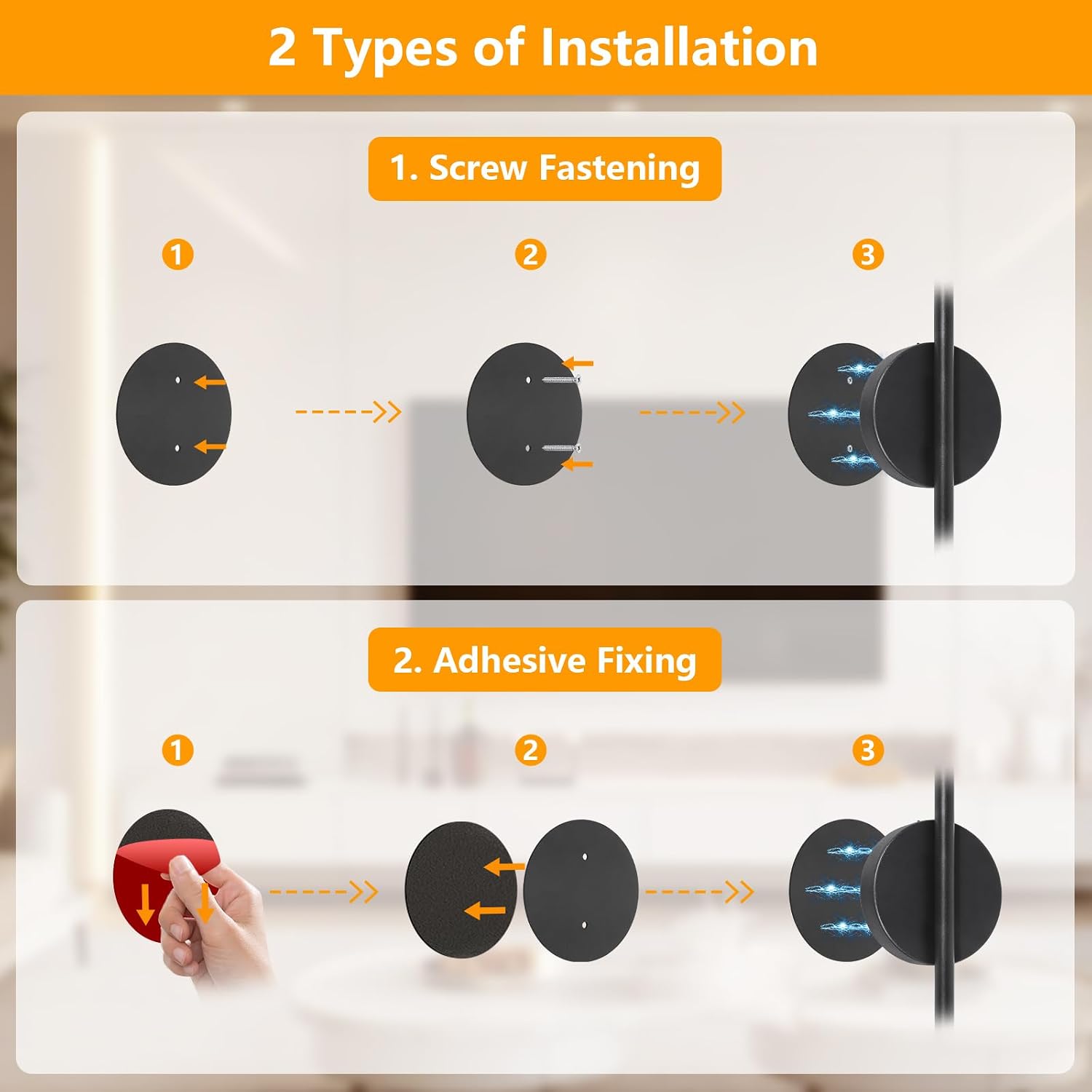 Thumbnail 4 de Dehobo Rechargeable Wall Lights (2 Pack) – Battery Operated, 3 Colour Temperature, Dimmable LED Wall Sconce with Remote, Black 40cm