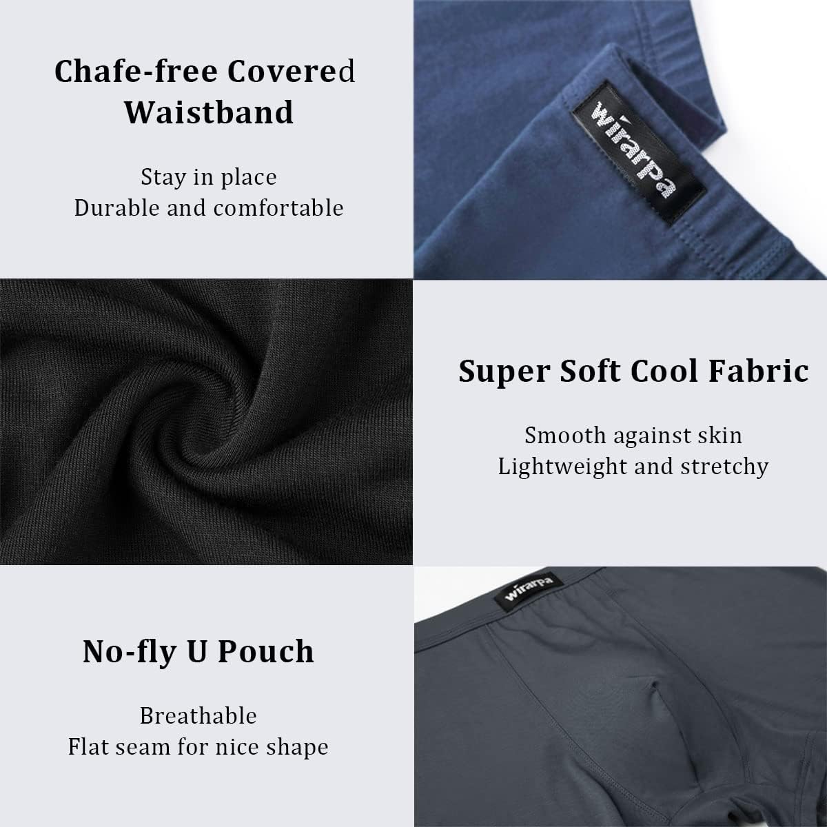 Detalle de Wirarpa MEN-BOXERS-01 Modal Viscose Boxer Briefs with Covered Waistband