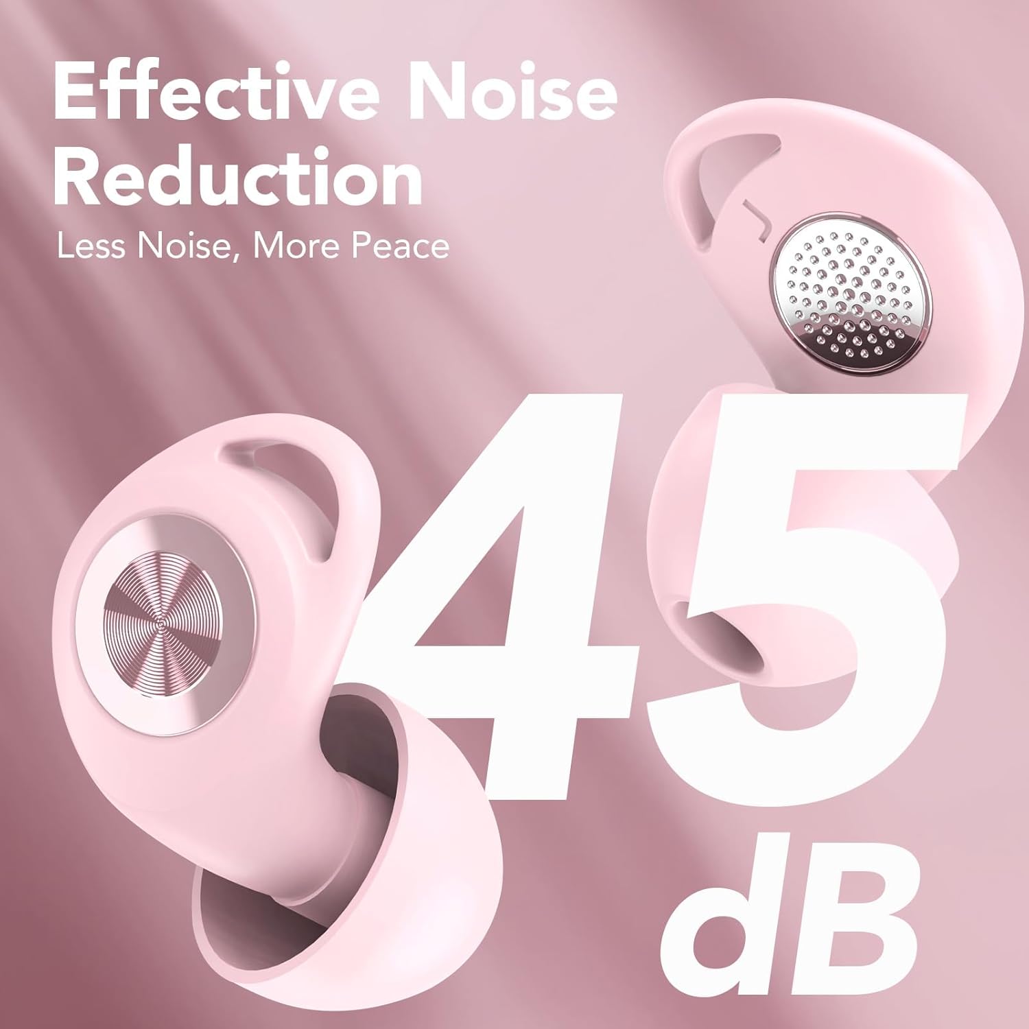 Detalle 2 de Ear Plugs for Sleep 45dB Noise Cancelling Silicone Earplugs with 8 Tips (XS/S/M/L) & Case (Pink)