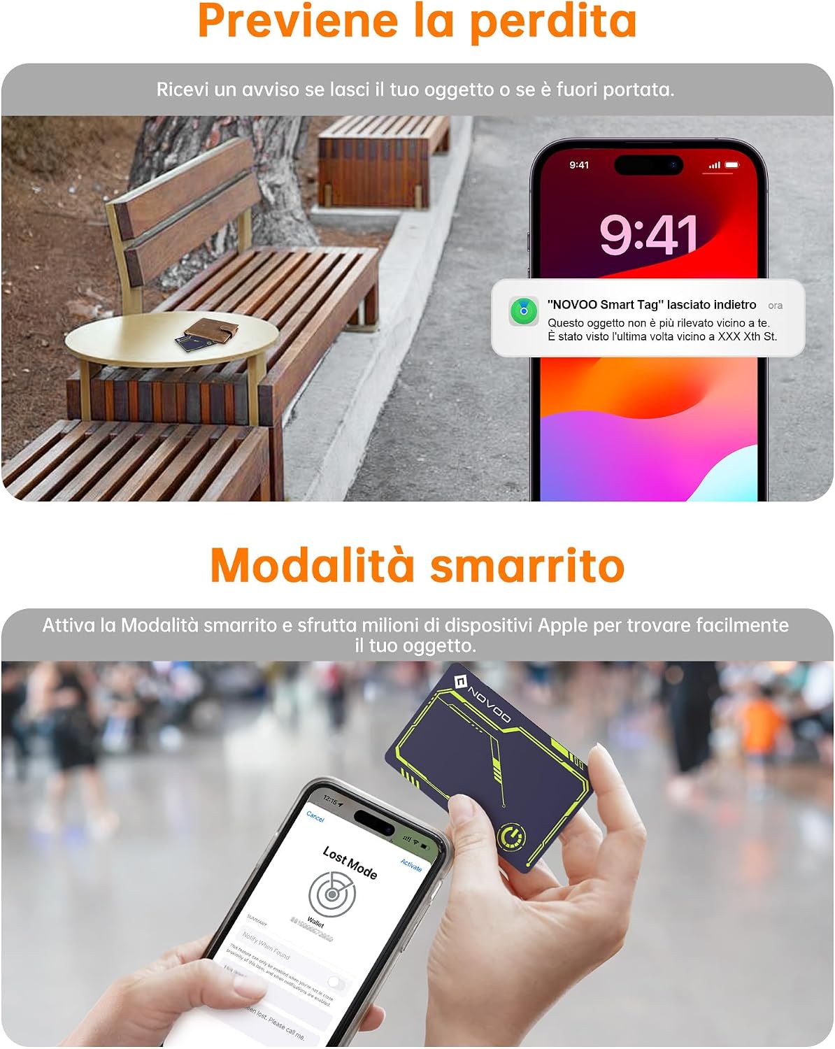Detalle 2 de NOVOO Air Tag Card Wallet Tracker Card sottile (1,6 mm) per portafoglio e bagagli