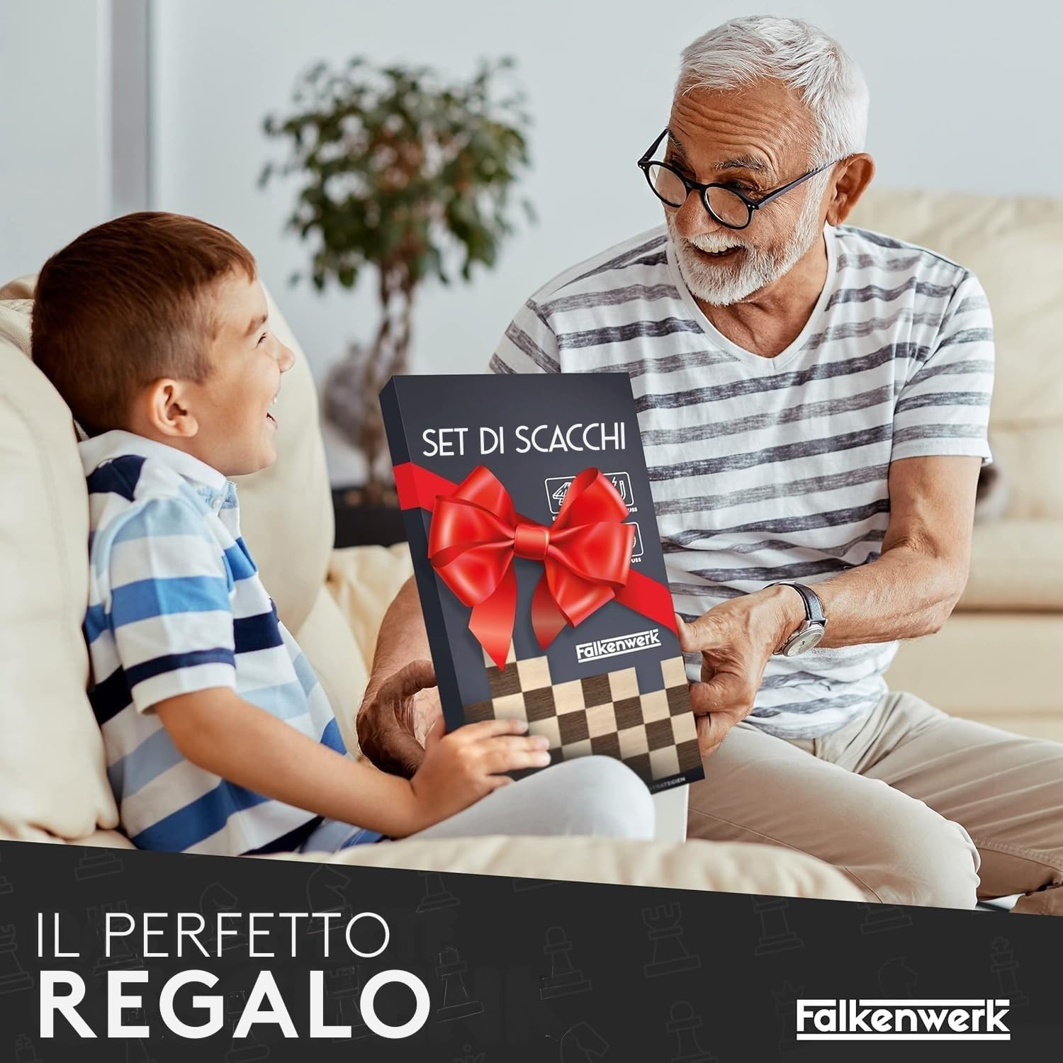 Thumbnail 6 de FALKENWERK Scacchiera magnetica in legno [38x38 cm] — artigianale, pieghevole con manico e magneti in feltro