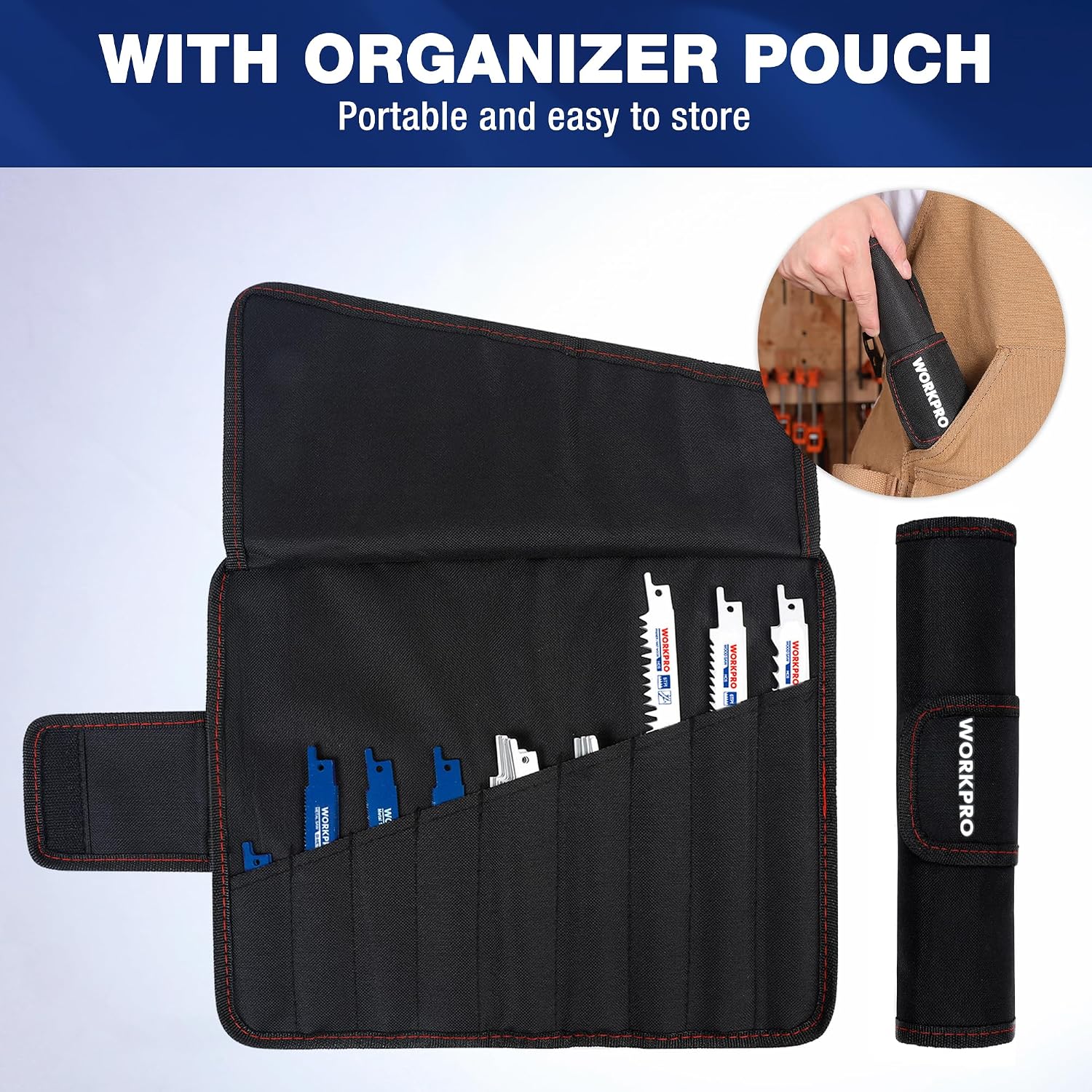 Thumbnail 6 de WORKPRO 32-Piece Reciprocating Sabre Saw Blades Set for Wood & Metal (with organiser pouch)