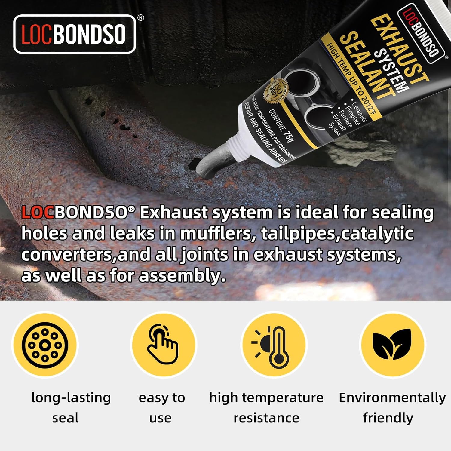 Thumbnail 2 de LOCBONDSO Exhaust Repair Kit up to 1100°C – exhaust sealant paste for cars and motorcycles