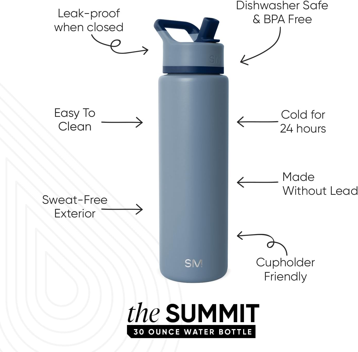 Thumbnail 1 de Simple Modern Summit Collection 30oz Blue Dune Water Bottle with Straw Lid