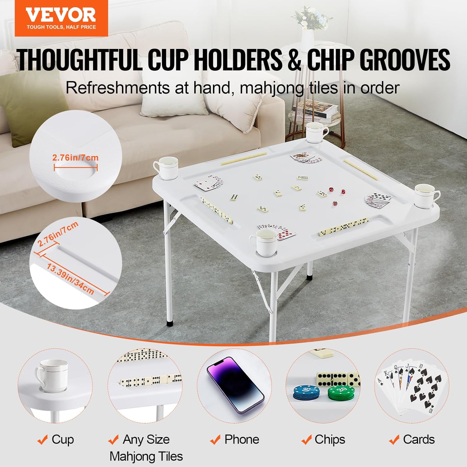 Detalle 2 de VEVOR Mahjong Table 35.4-inch folding 4‑player table 🎲