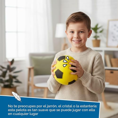 Detalle de alldoro Balón de Espuma Amarillo Ø 20 cm – Fútbol blando y seguro para interior
