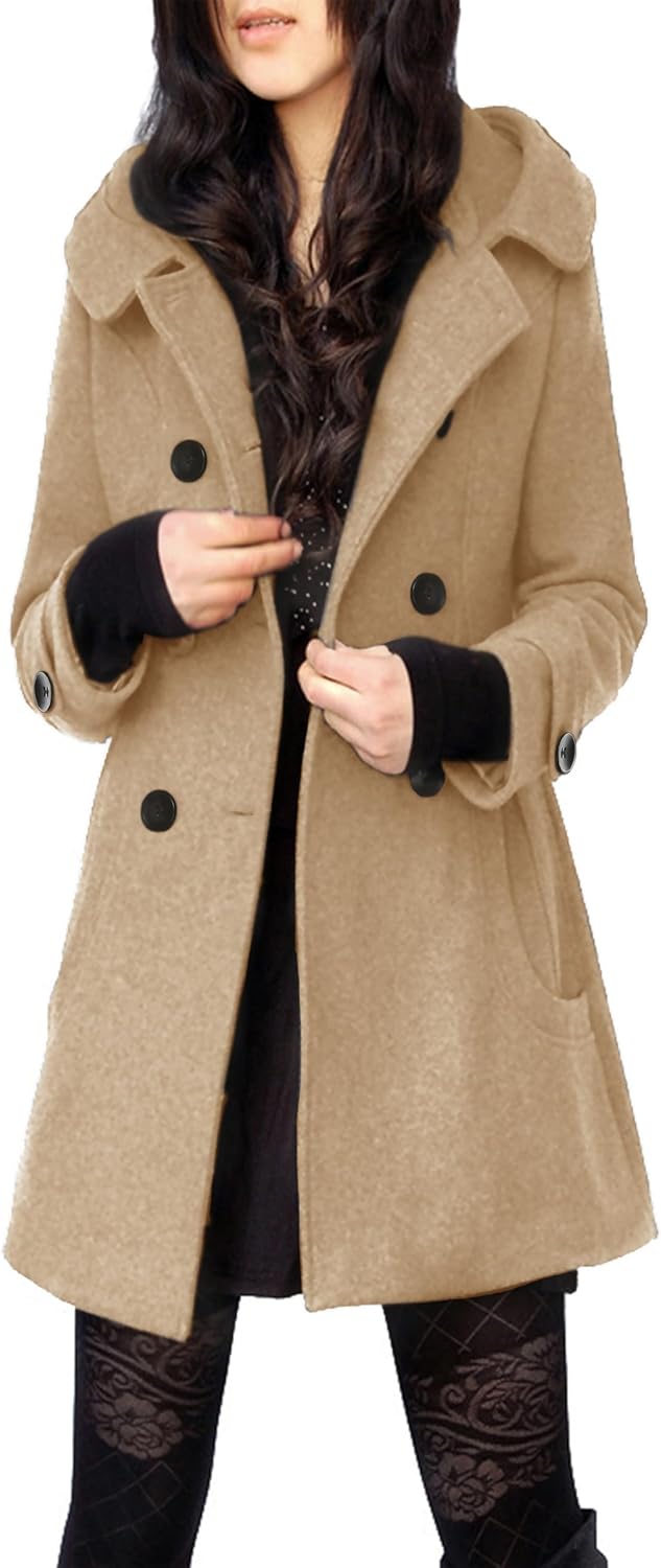 Detalle de Tanming Wool Pea Coat with Hood