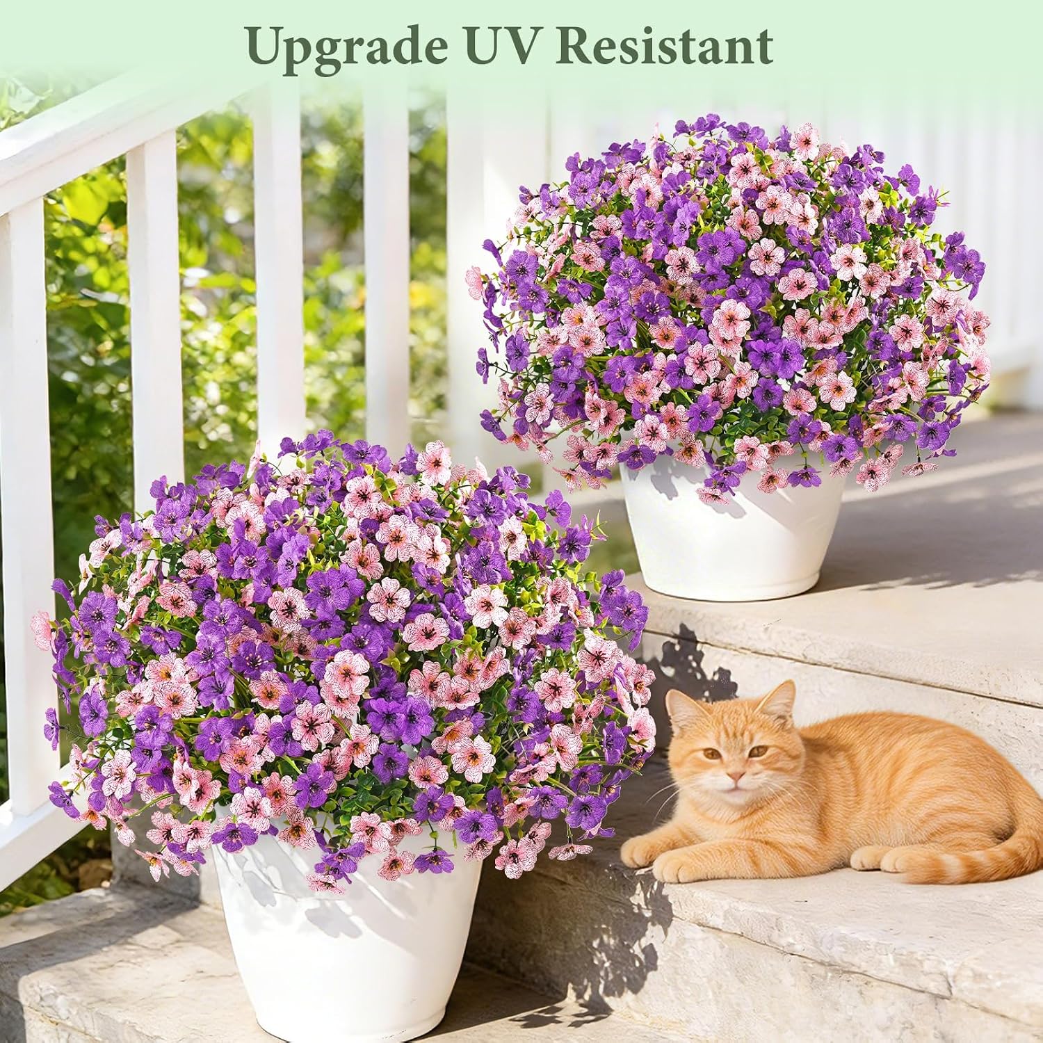 Thumbnail 5 de Yastouay Outdoor UV-Resistant Artificial Flowers in 14 Bundles – Lifelong Color for Front Porches and Window Boxes
