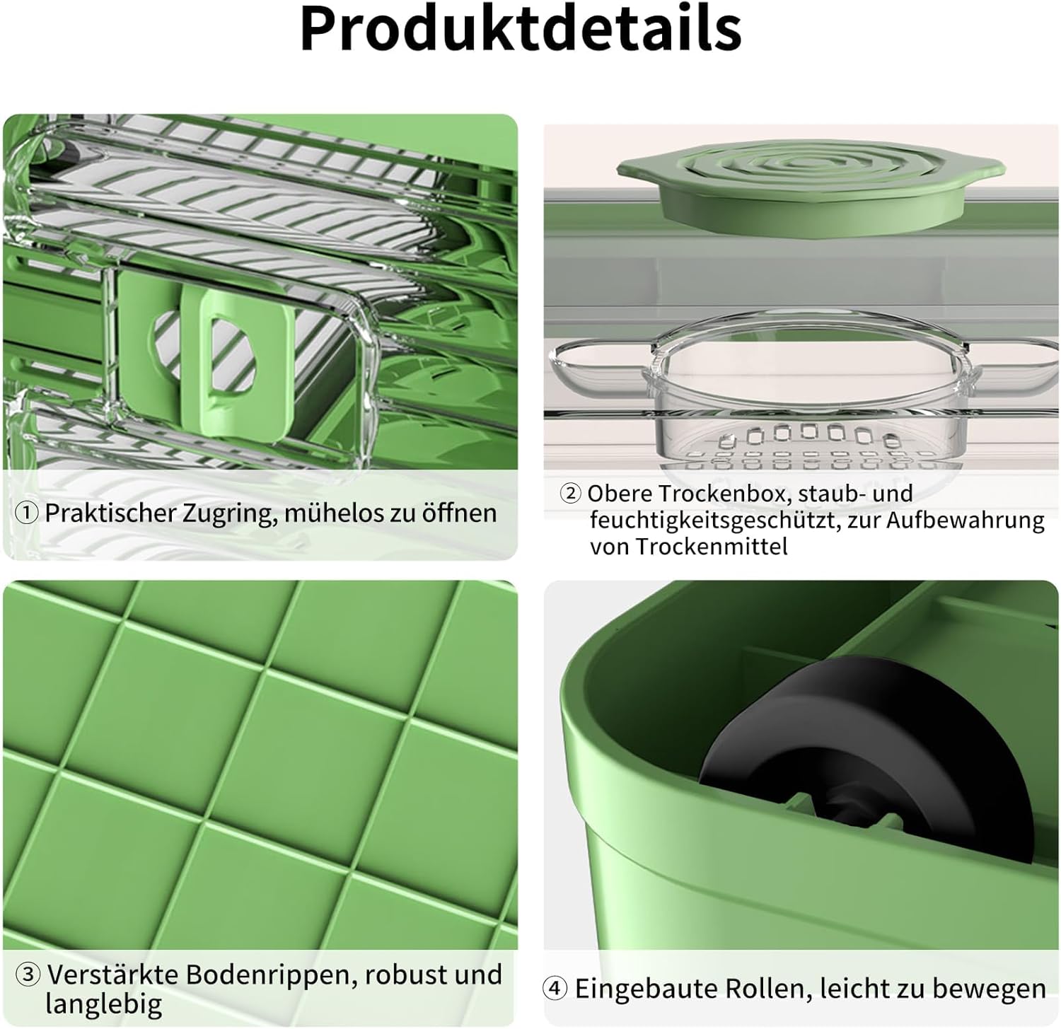 Thumbnail 2 de Roqao 3er-Set Aufbewahrungsboxen mit Deckel, transparent – 50 l, stapel- und klappbar mit Rollen (48×36×85,5 cm)