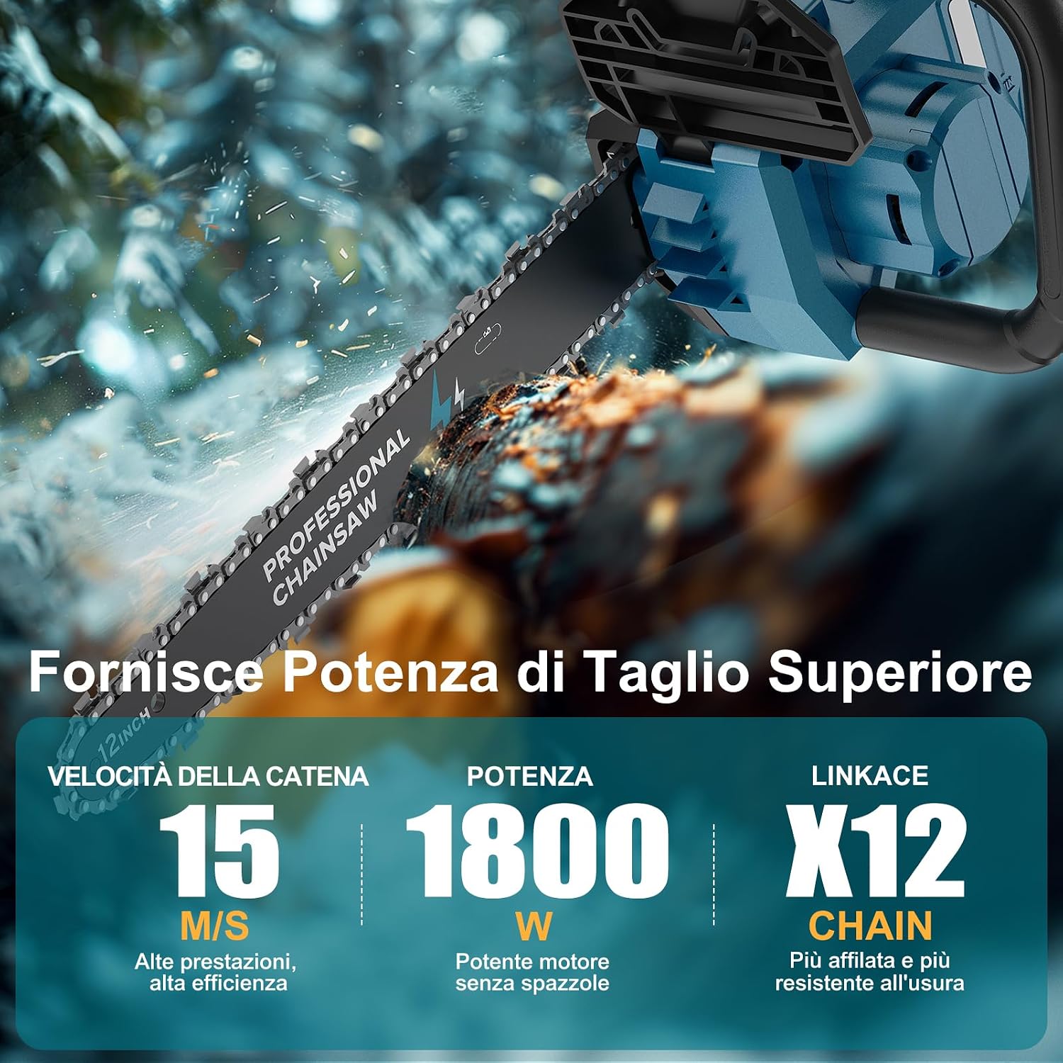 Thumbnail 2 de PowerCut X13: Motosega a batteria da 12 pollici con 2x4000mAh, taglio rapido e senza fili
