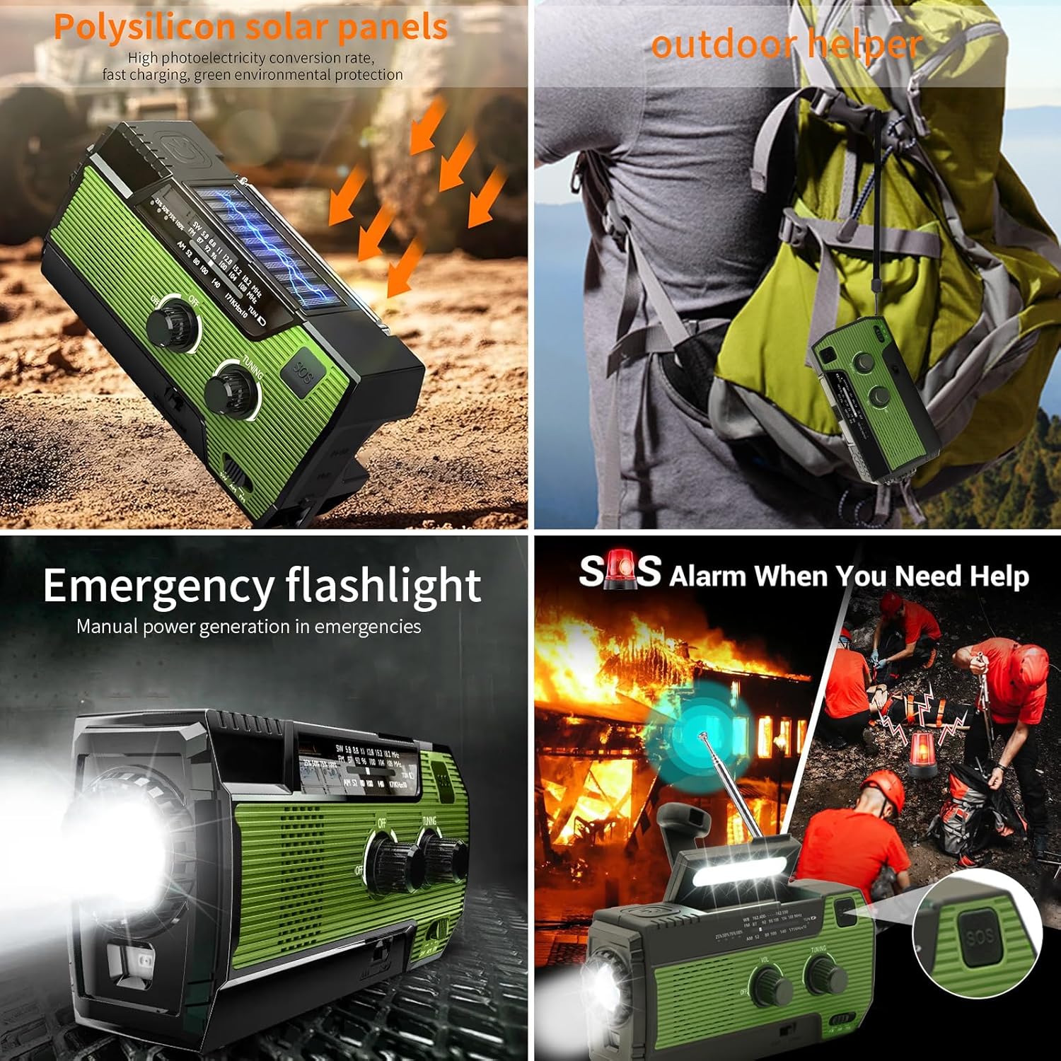 Detalle de Wind Up Solar Radio SOLARBABY Emergency Radio though self-powered with 4000 mAh battery