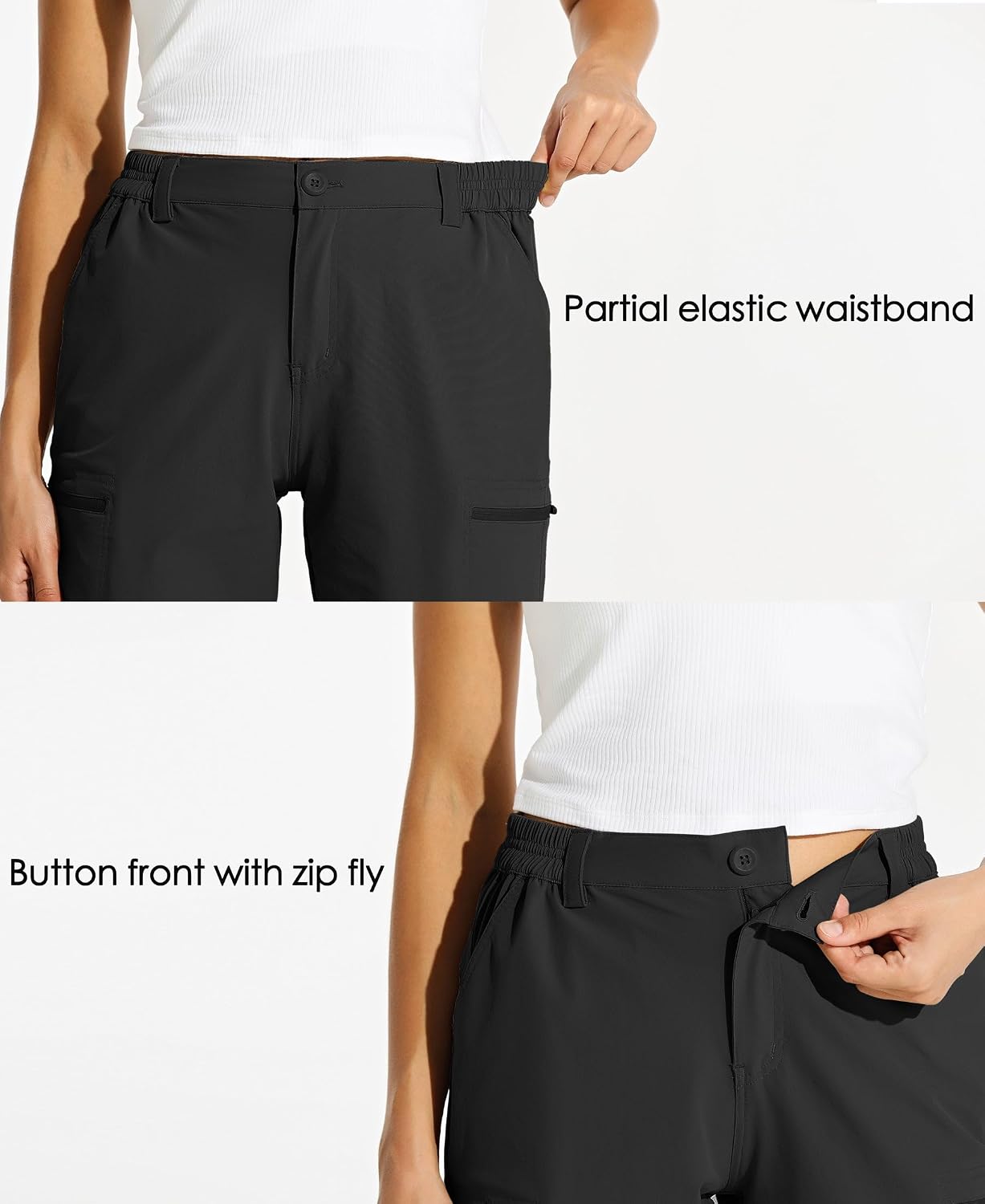 Detalle de Willit Women's 10" Hiking Cargo Shorts: Stretch, UPF50, and All-Day Comfort
