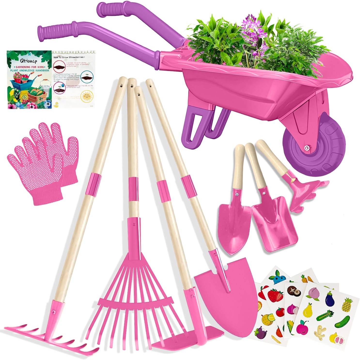 Thumbnail 6 de Qtioucp Kids Gardening Tools Set with Wheelbarrow 27.6