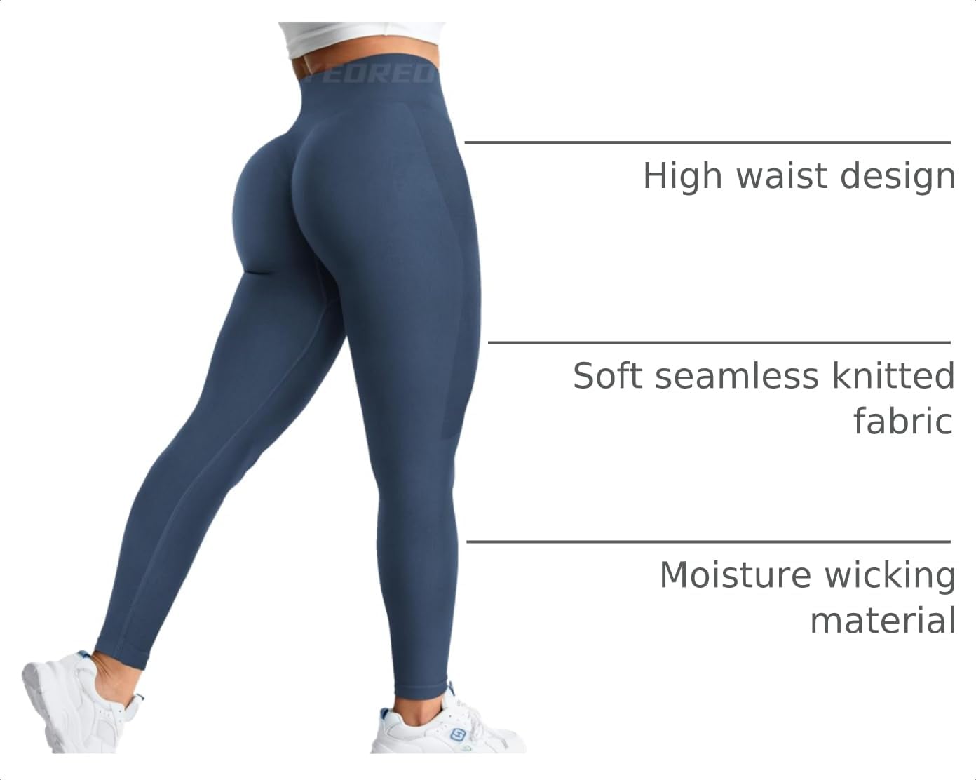 Detalle de YEOREO Amplify Seamless Scrunch Leggings for Women with High Waist Tummy Control