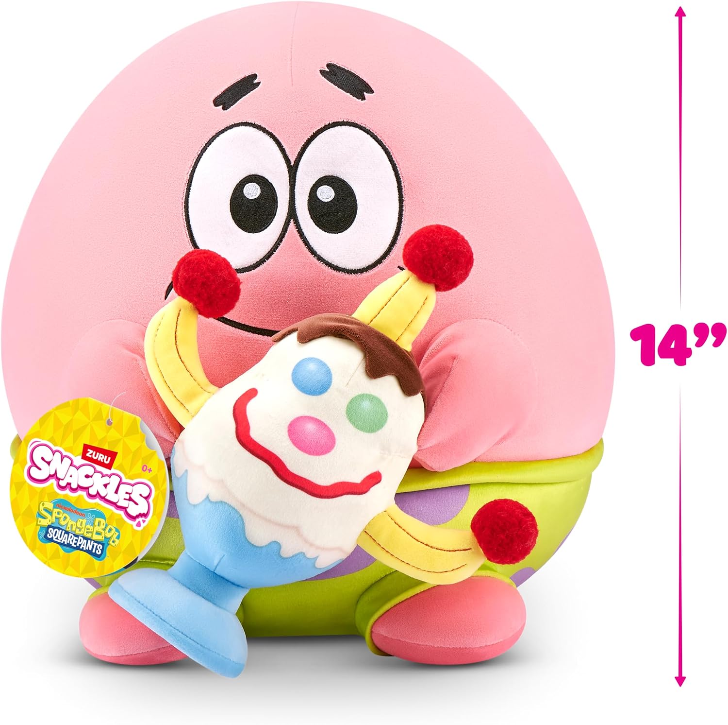 Detalle 2 de Snackles Figur „Spongebob Schwammkopf“ (35 cm) – Plüschspielzeug mit Snack-Accessoire