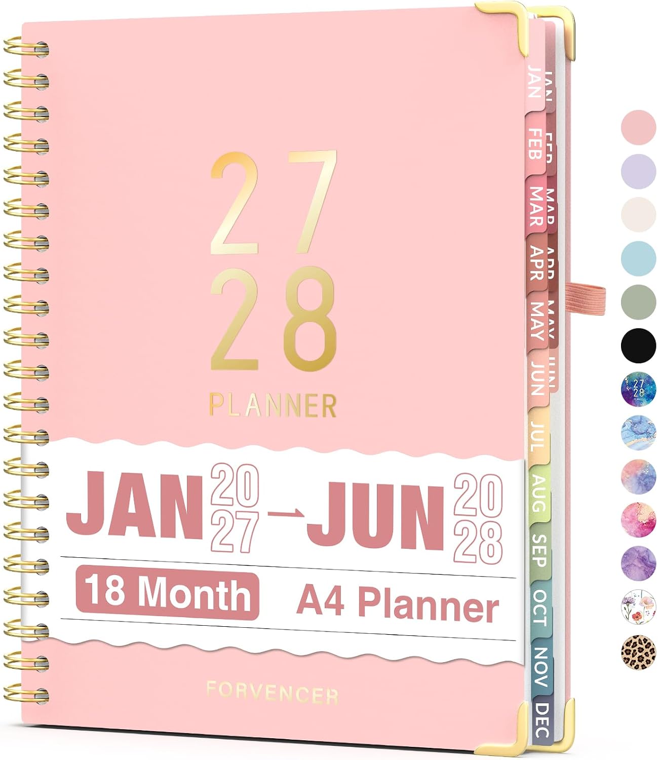 Detalle de Forvencer 2027-2028 Planner, 18-Month Weekly and Monthly, 8.5 x 11-Inch