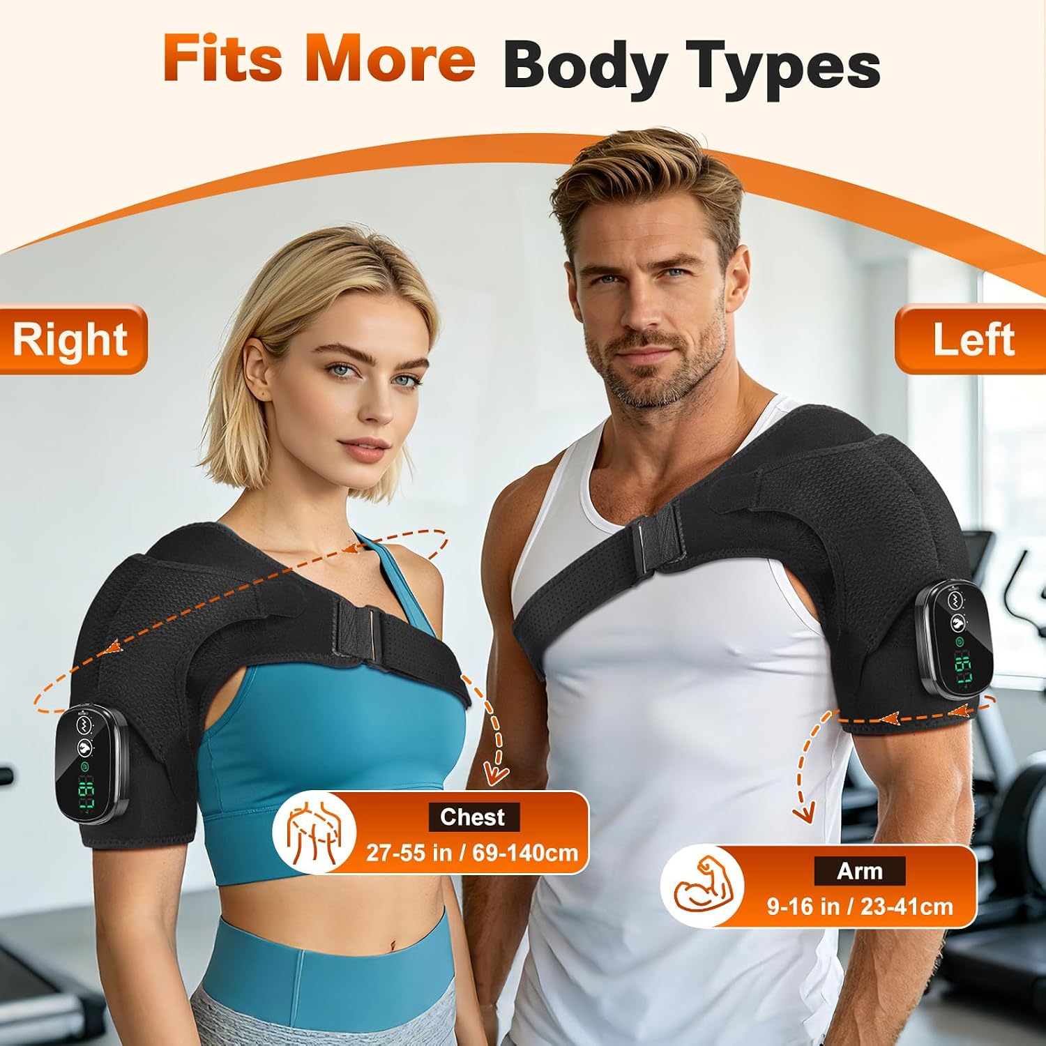 Detalle de Cordless Shoulder Heating Pad with Massage, 5000mAh, 3 Heat and Vibration Modes