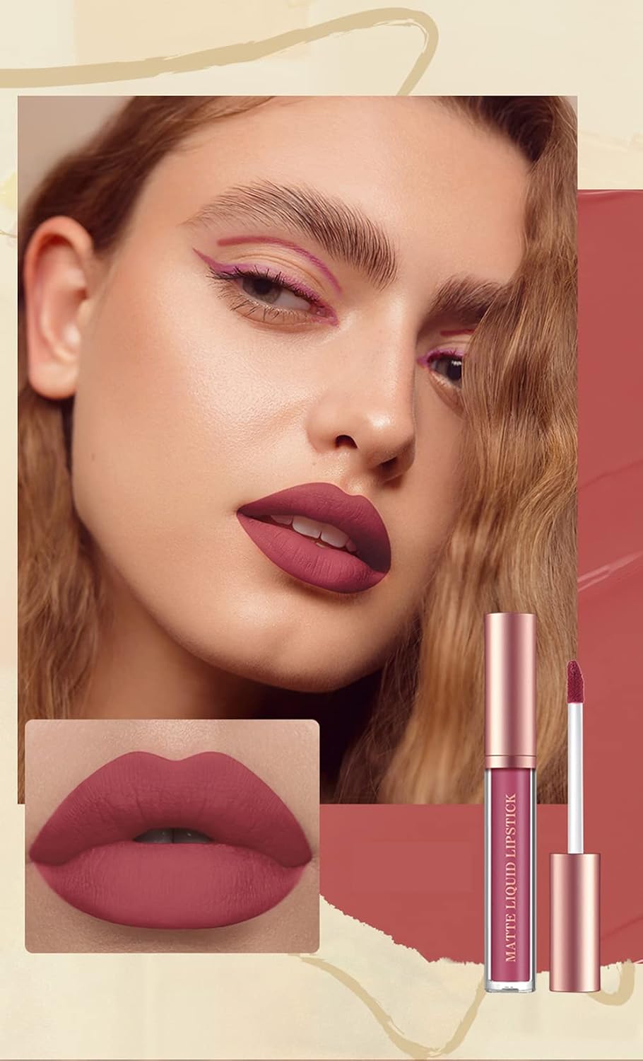 Detalle de BestLand Set B Matte Liquid Lipstick and Lip Liner Set, 12-Piece