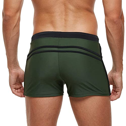 Detalle 2 de Arcweg Badehose Herren Eng Kurz mit Tunnelzug – Oliv, UV-Schutz, Größe XXL EU