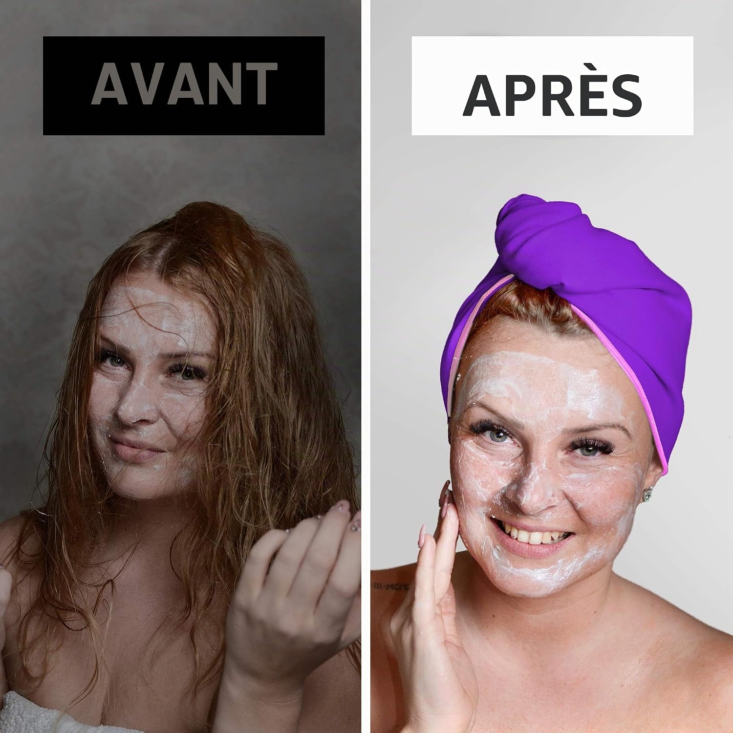 Detalle 2 de Fit-Flip Turban Cheveux Microfibre Corail – Serviette sèche-cheveux rapide et douce
