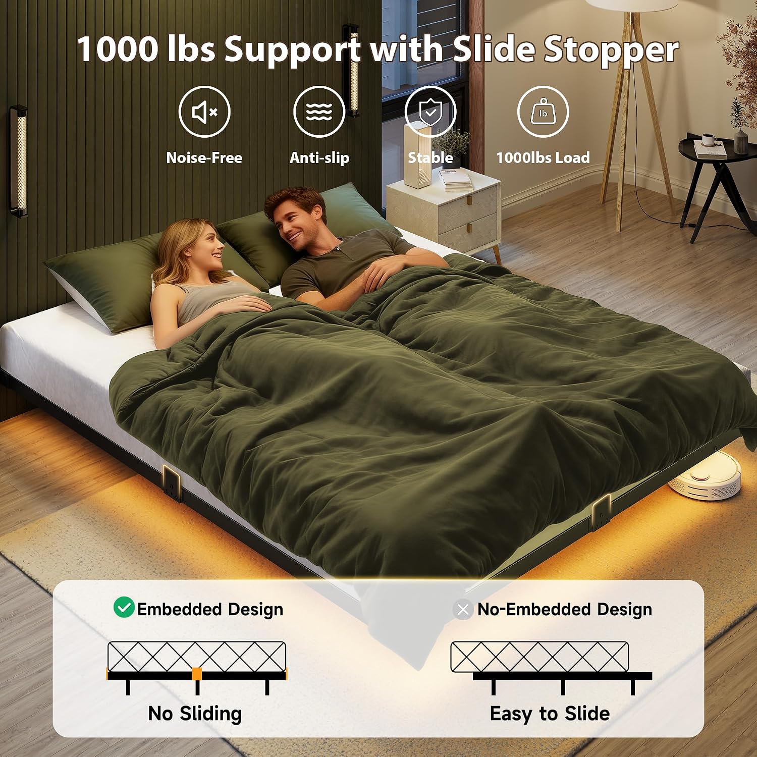 Thumbnail 5 de MORICAD Floating Bed Frame, Queen Size
