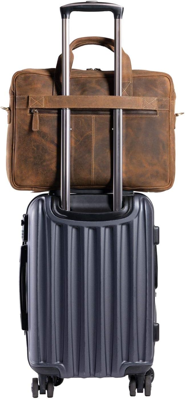 Thumbnail 6 de KomalC 16 Inch Buffalo Leather Laptop Messenger Briefcase Bag with YKK Metal Zippers