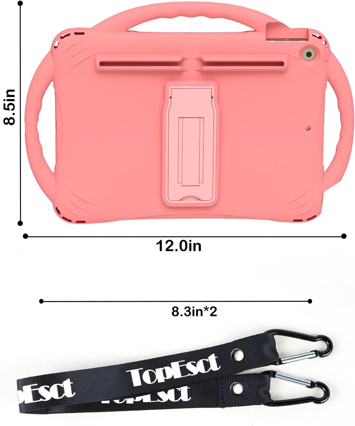 Detalle de TOPESCT Kids Case for 10.2" iPad (9th/8th/7th Gen) – Silicone, Built‑in Screen Protector, Shockproof Handle & Stand