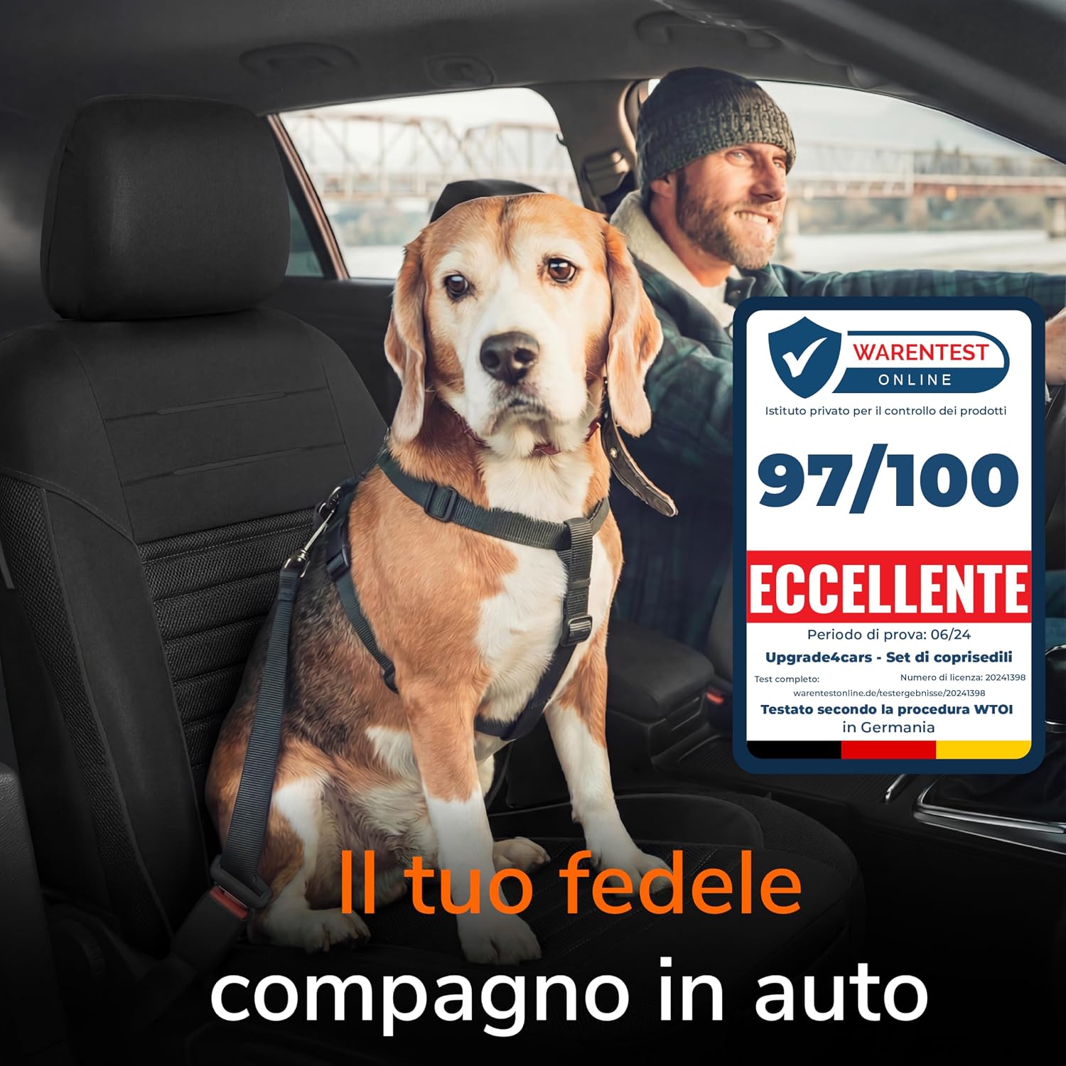 Thumbnail 5 de Upgrade4cars Coprisedili Anteriori Universali Nero (Set 2026) con copri-poggiatesta
