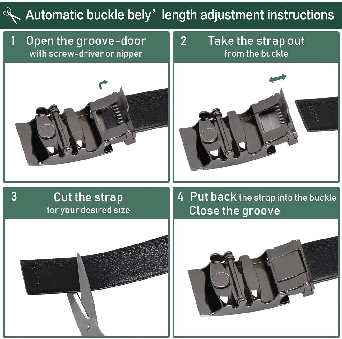Detalle 2 de flintronic Herren-Gürtel aus Leder mit Automatik-Schließe, 3,5 cm Breite – Schwarz (inkl. Schlüsselbund & Geschenkbox)