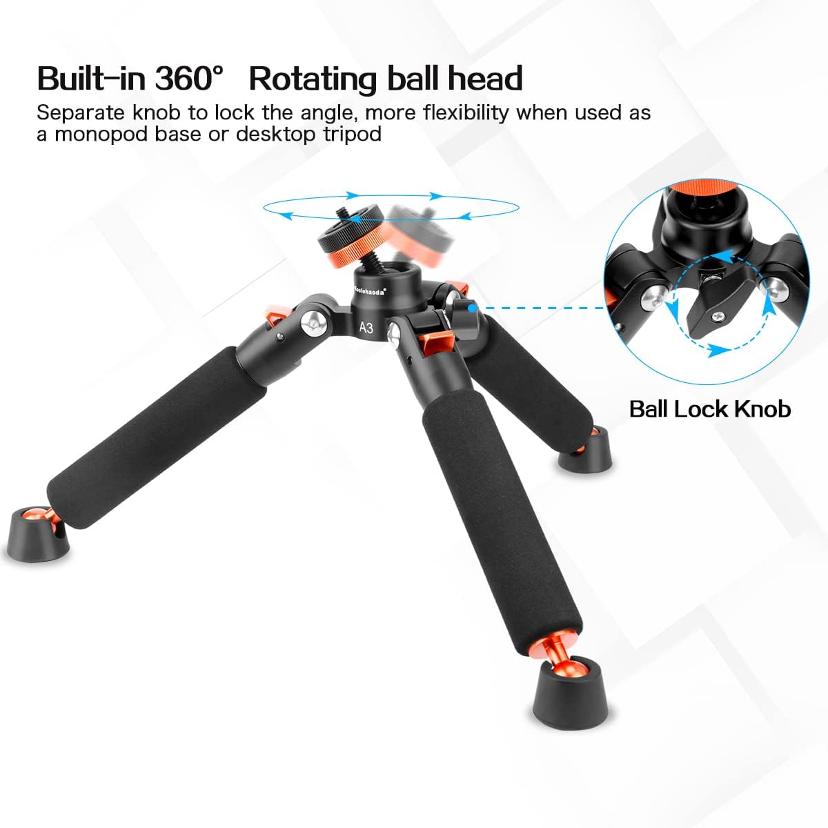 Thumbnail 4 de Koolehaoda Desktop Mini Tripod / Monopod Base Stand with 1/4" and 3/8" screws