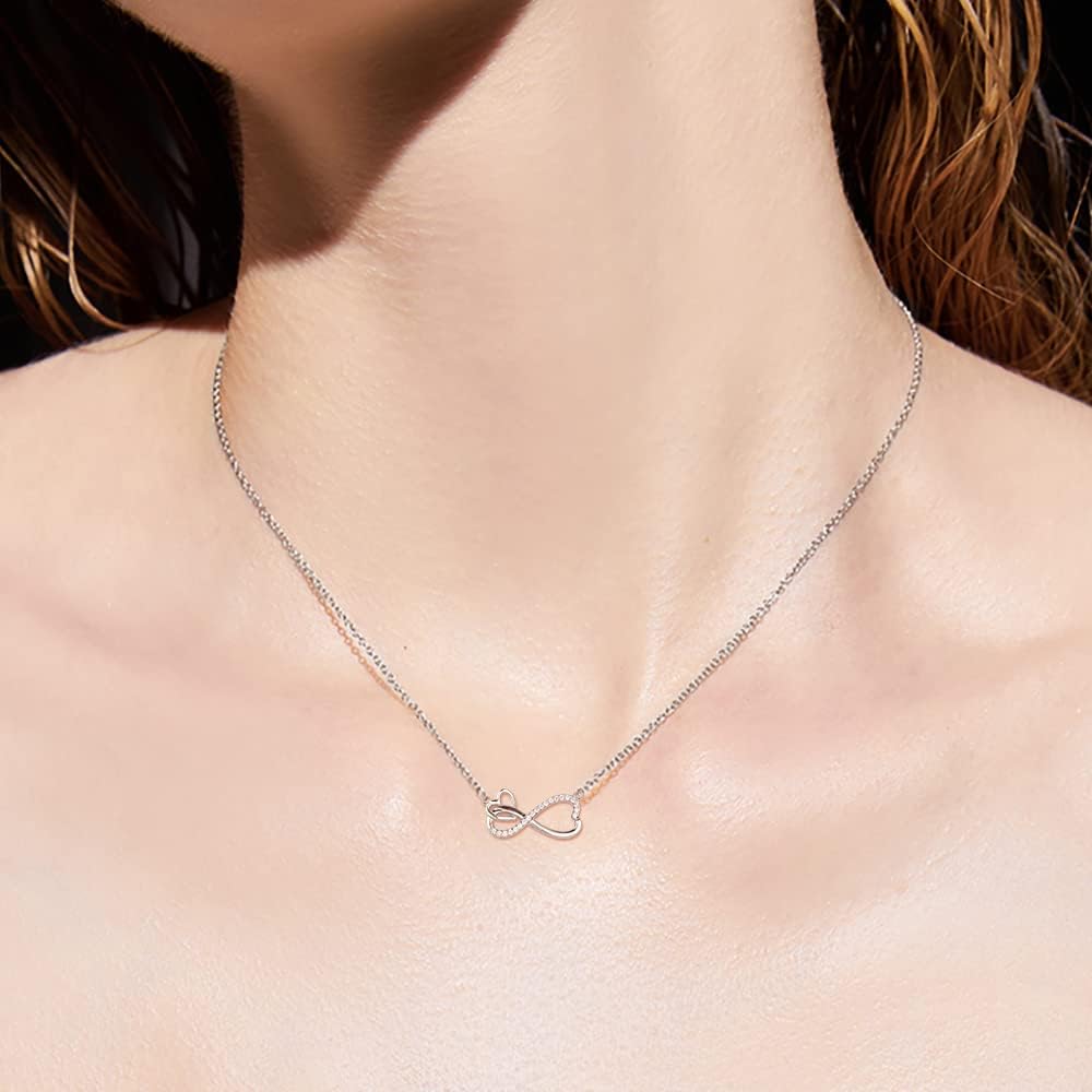 Detalle 2 de Viwind Damen Halskette aus 925 Sterling Silber mit Infinity- und Herz-Anhänger