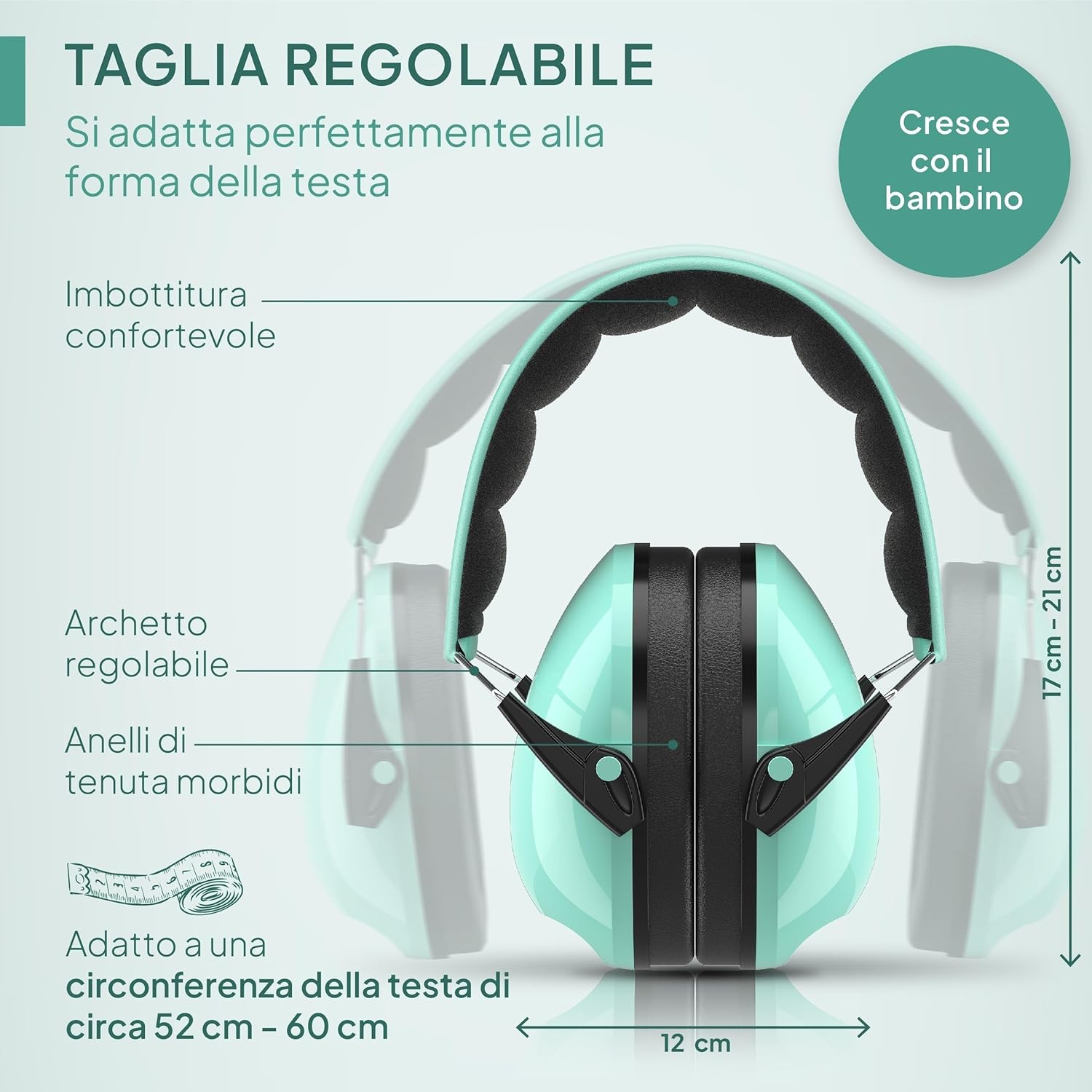 Thumbnail 4 de Senner KidsPro per bambini (fino a 12 anni) – cuffie antirumore regolabili con SNR 28 dB, turchese