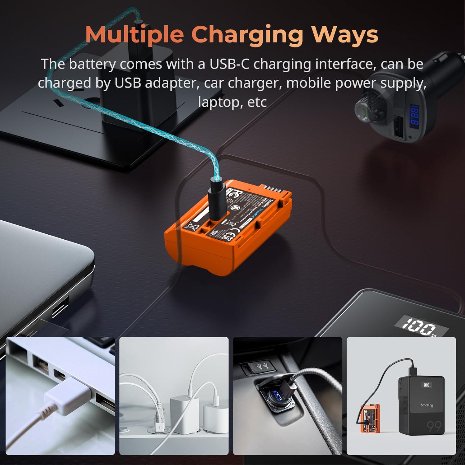 Detalle 2 de Smallrig Batterie de rechange USB-C EN-EL15C pour Nikon – charge rapide 2,5 h