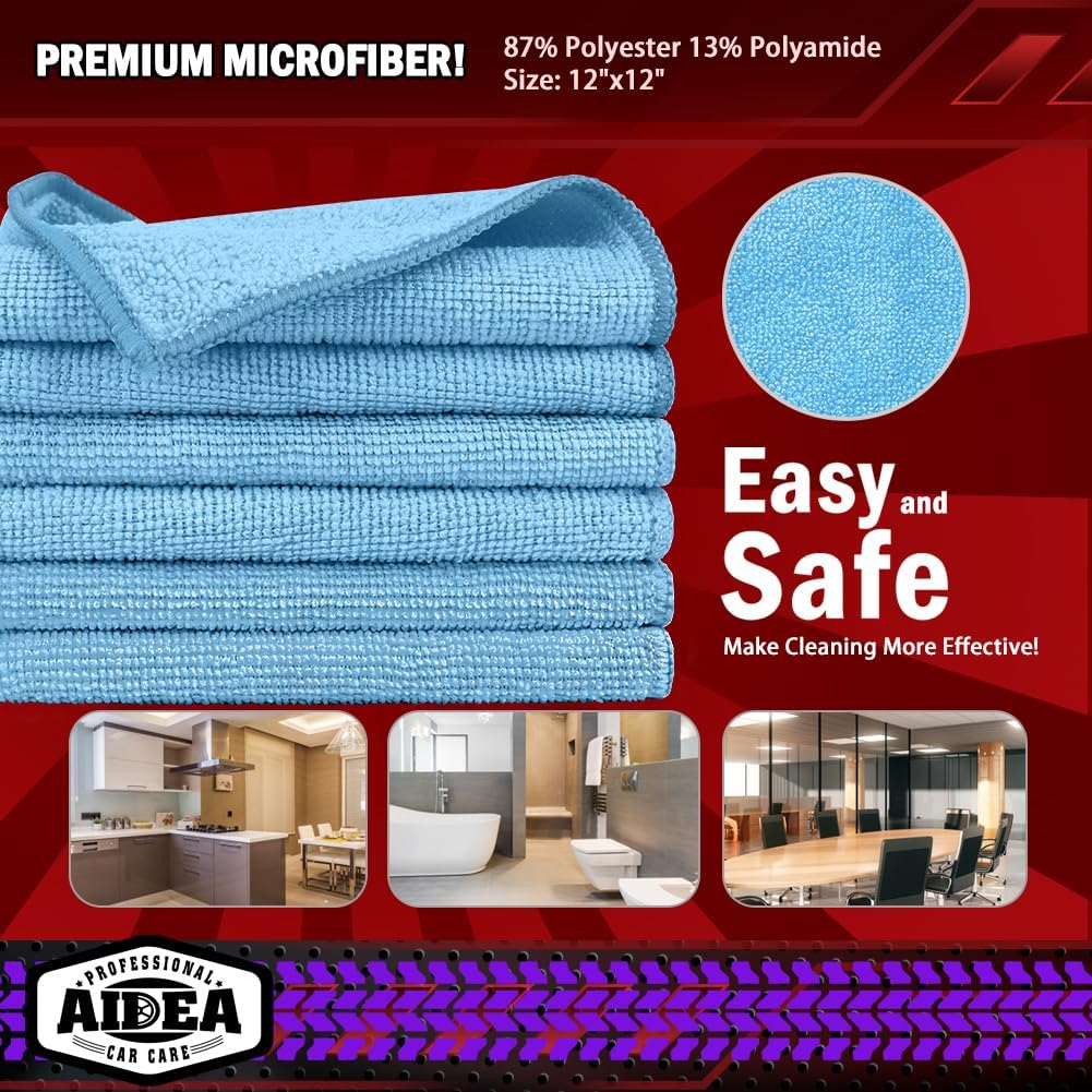 Detalle de AIDEA Microfiber Cleaning Cloths, 150-Pack, Blue, 12 x 12 Inches