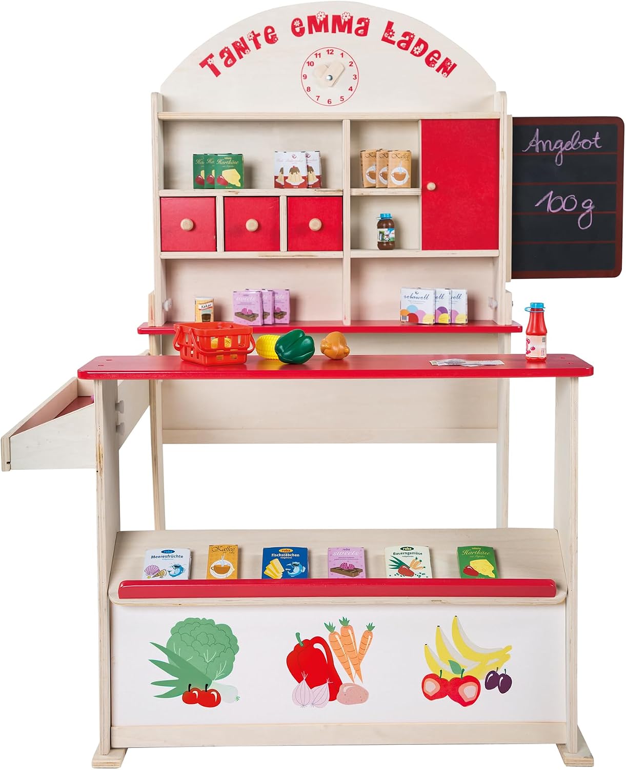 Detalle de Roba Tante Emma houten speelgoedwinkel met toonbank, zijtafel en schrijfvlak