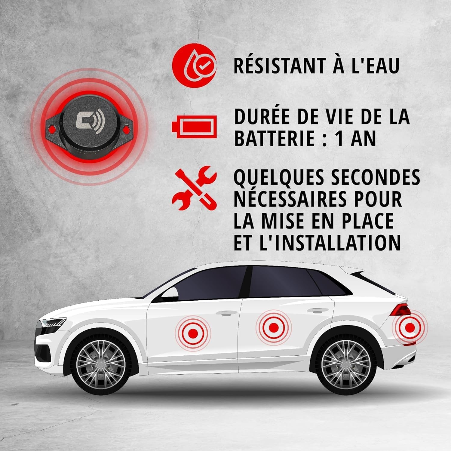 Detalle de CARLOCK Système antivol et alarme avec traceur GPS, capteur de vibration et TAG voiture