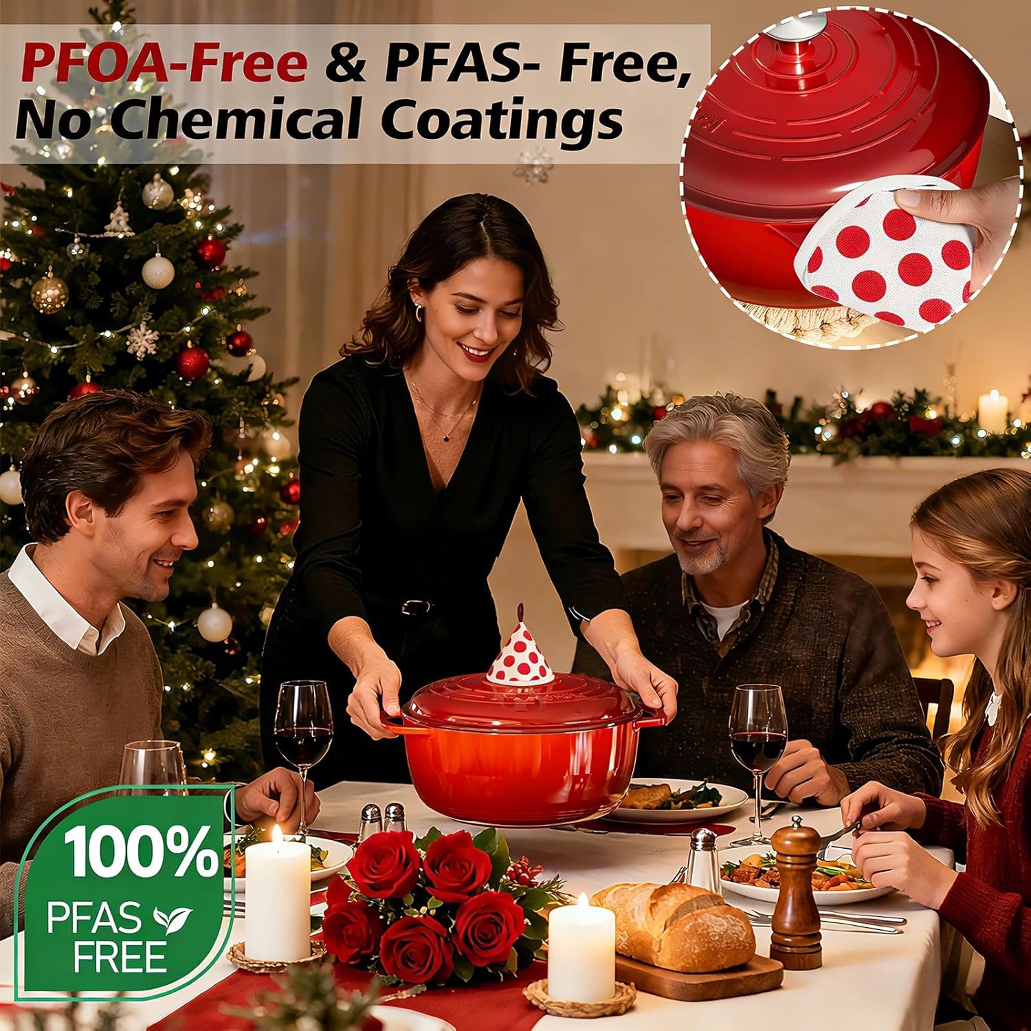 Thumbnail 4 de Umite Chef 6QT Enameled Cast Iron Dutch Oven with Lid (Red) — Oven & Stovetop Safe