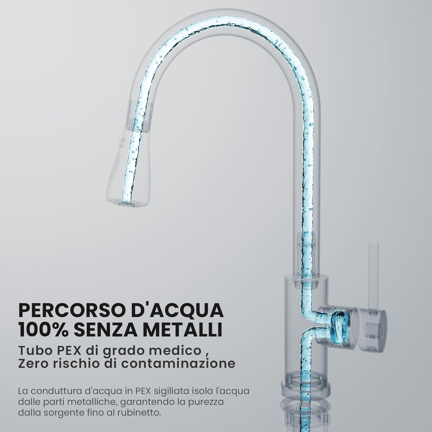 Thumbnail 4 de CECIPA Rubinetto Lavello Cucina con doccetta estraibile, 40 cm e 2 modalità (Stream/Spray) con getto alto, acciaio inox