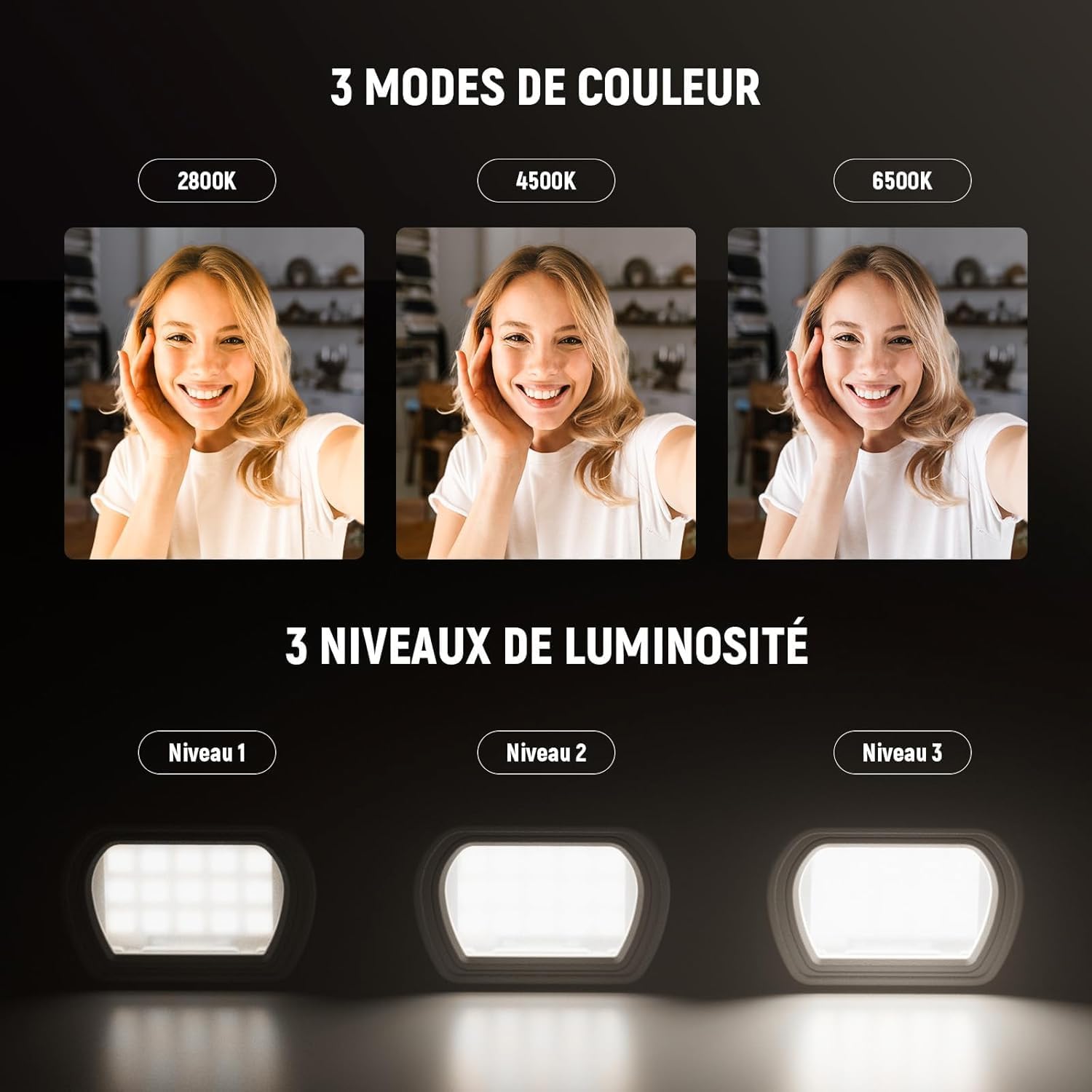 Thumbnail 4 de NEEWER Basics M21 Lampe supplémentaire magnétique LED pour DJI Osmo Pocket 3 (USB‑C rechargeable, 1,3 W)