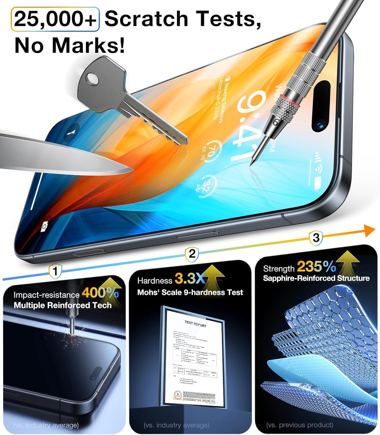 Thumbnail 5 de TORRAS iPhone 16 Screen Protector 2 Pack 9H+