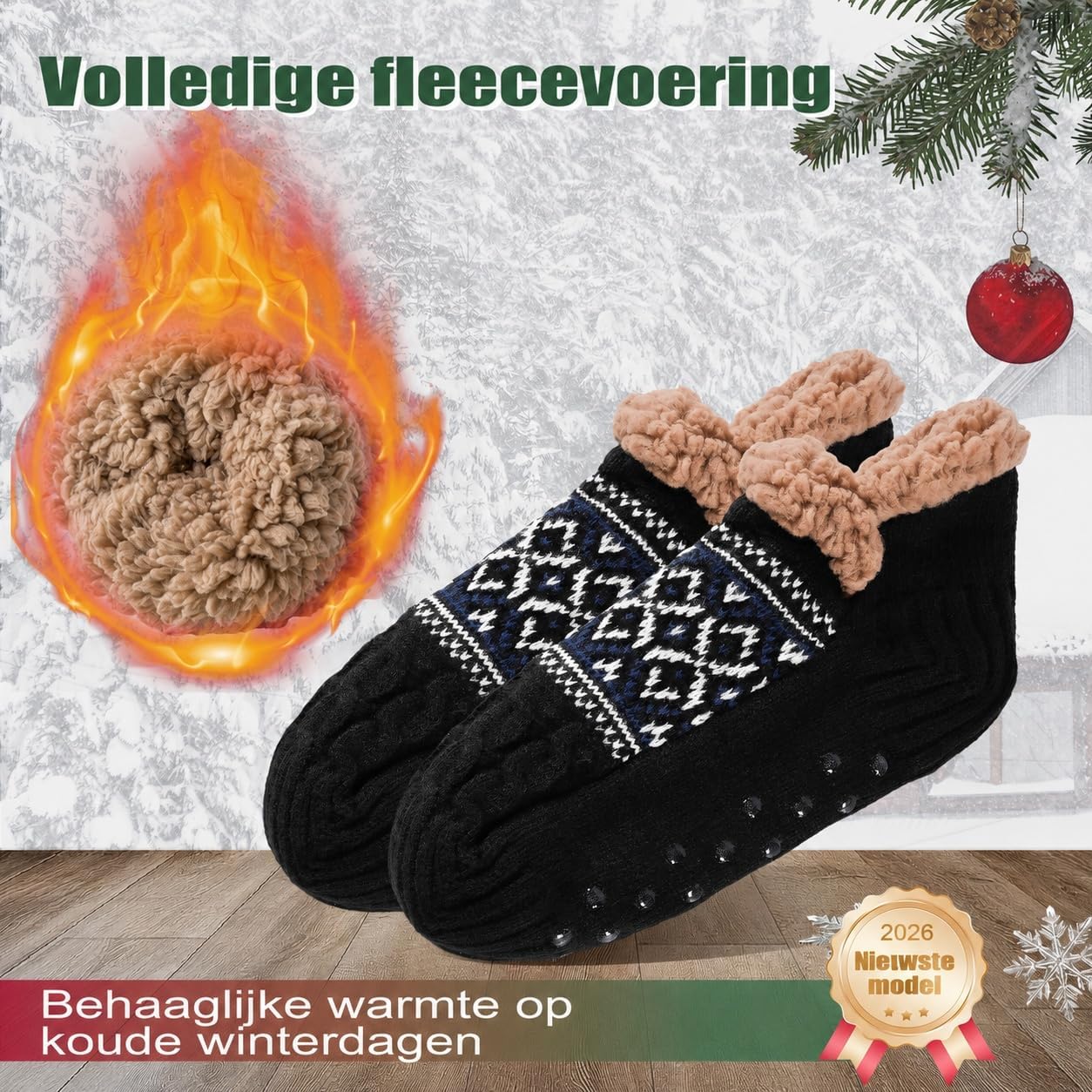 Detalle 2 de Niorasen knuffelsokken voor heren, maat 39-46, dik en antislip