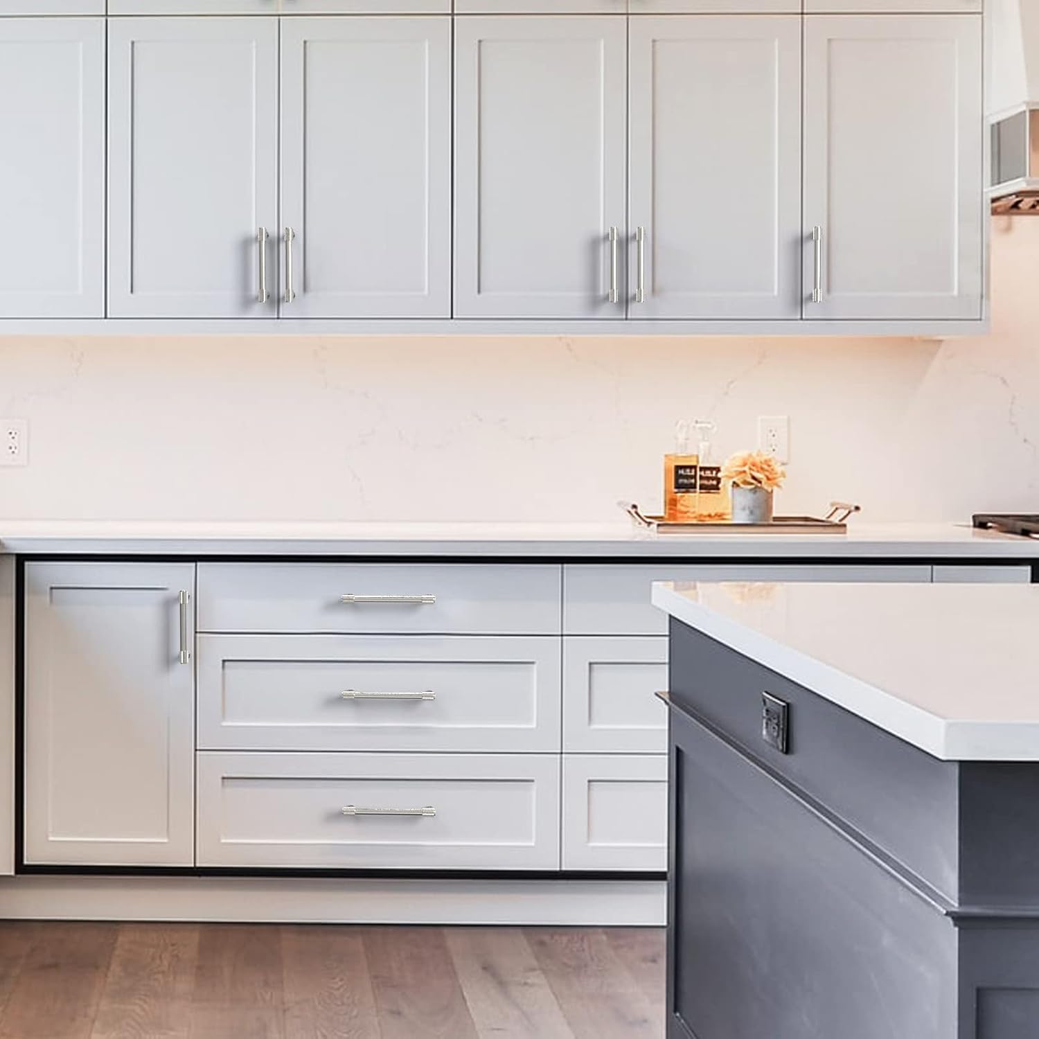 Detalle de Amerdeco cabinet pulls 128mm satin nickel pack