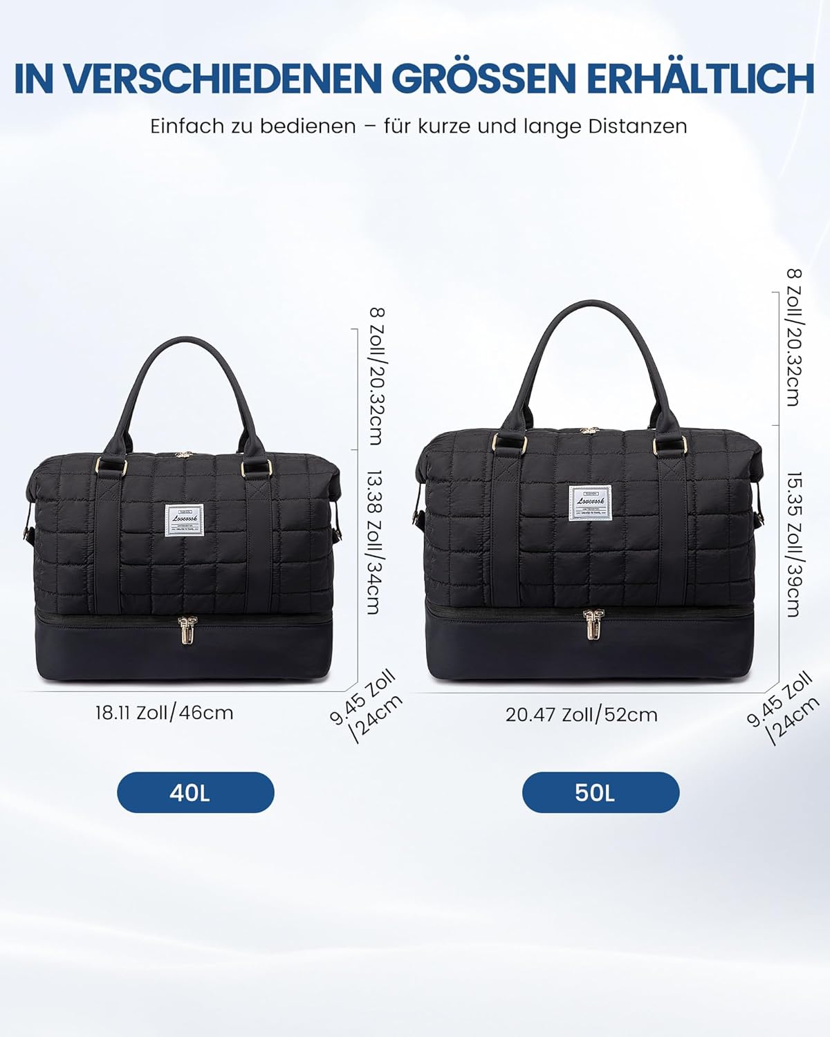 Detalle de LOVEVOOK Reisetasche Damen Groß – Leicht & Vielseitig mit Schuhfach und Nassfach