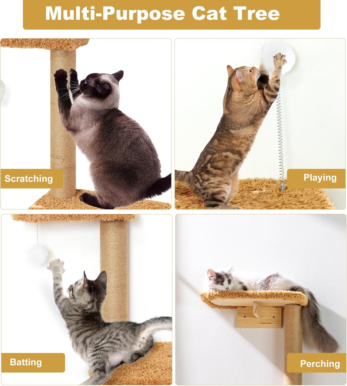 Detalle 2 de Brown Wall Mounted Cat Wall Climber 49″ tall 🐱