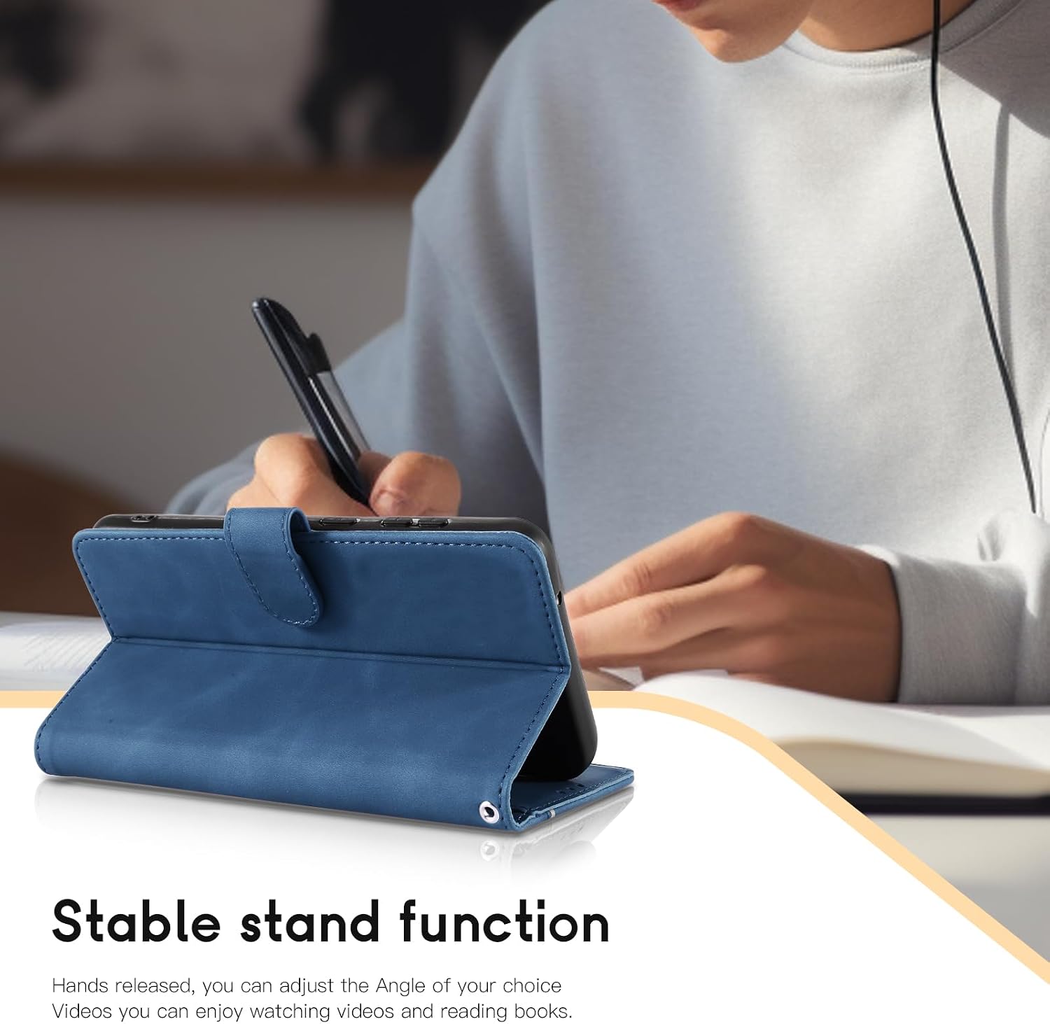 Detalle de AsWant Cover per Honor 400, Custodia Libro Premium in PU con Blocco Magnetico e Funzione Stand (Blu)