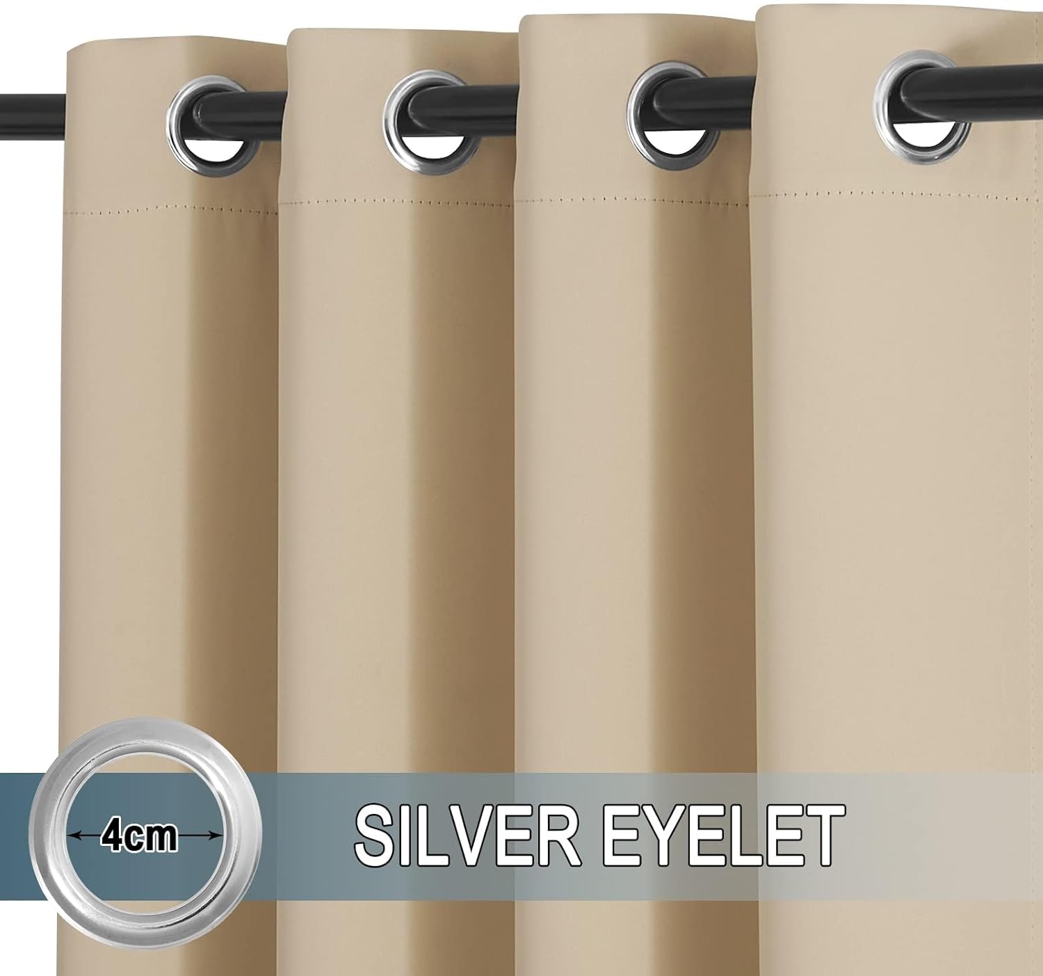 Thumbnail 2 de PONY DANCE 2er-Set Outdoor-Gardinen Sonnenschutz & Sichtschutz (Bisccoti Beige), 274 x 132 cm